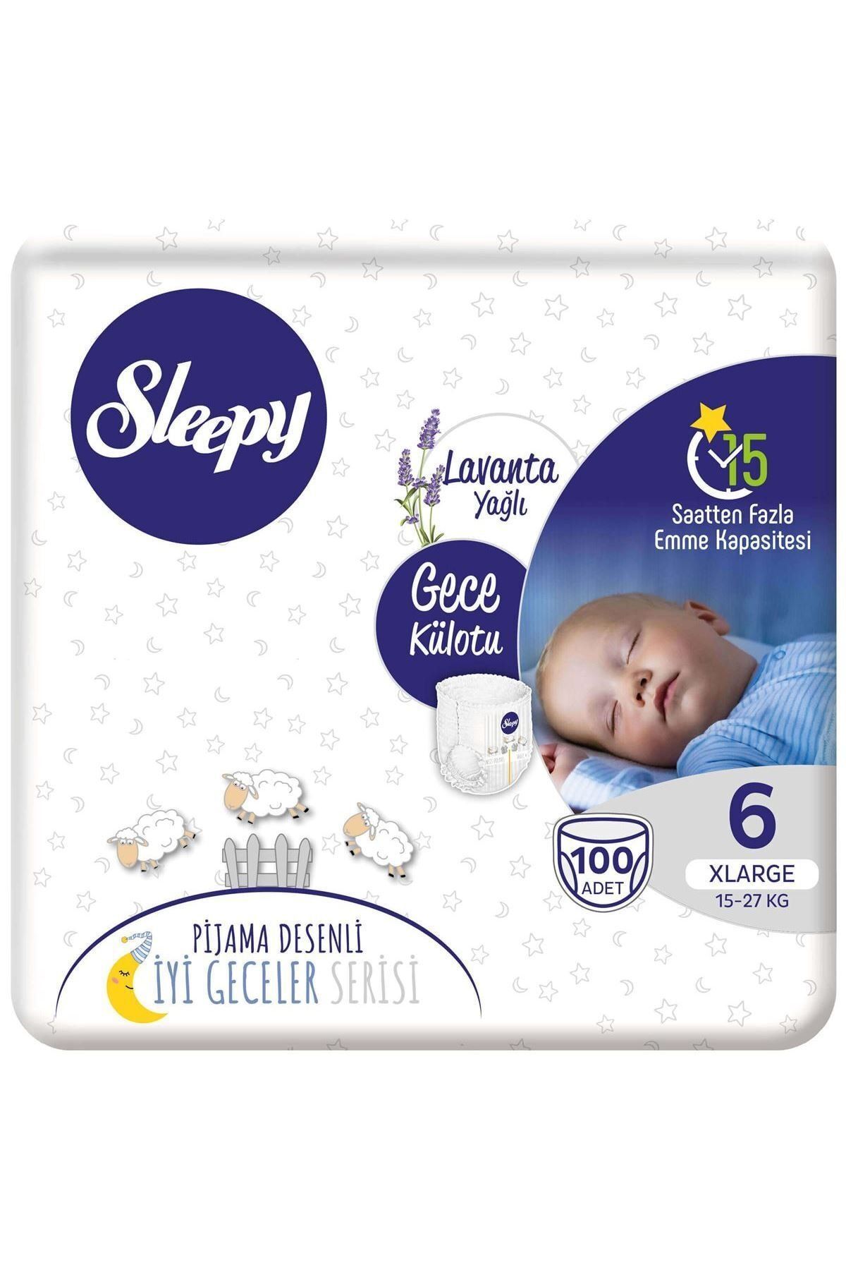Sleepy Gece Külotu Lavanta Yağlı 6 Numara Xlarge 100 Adet