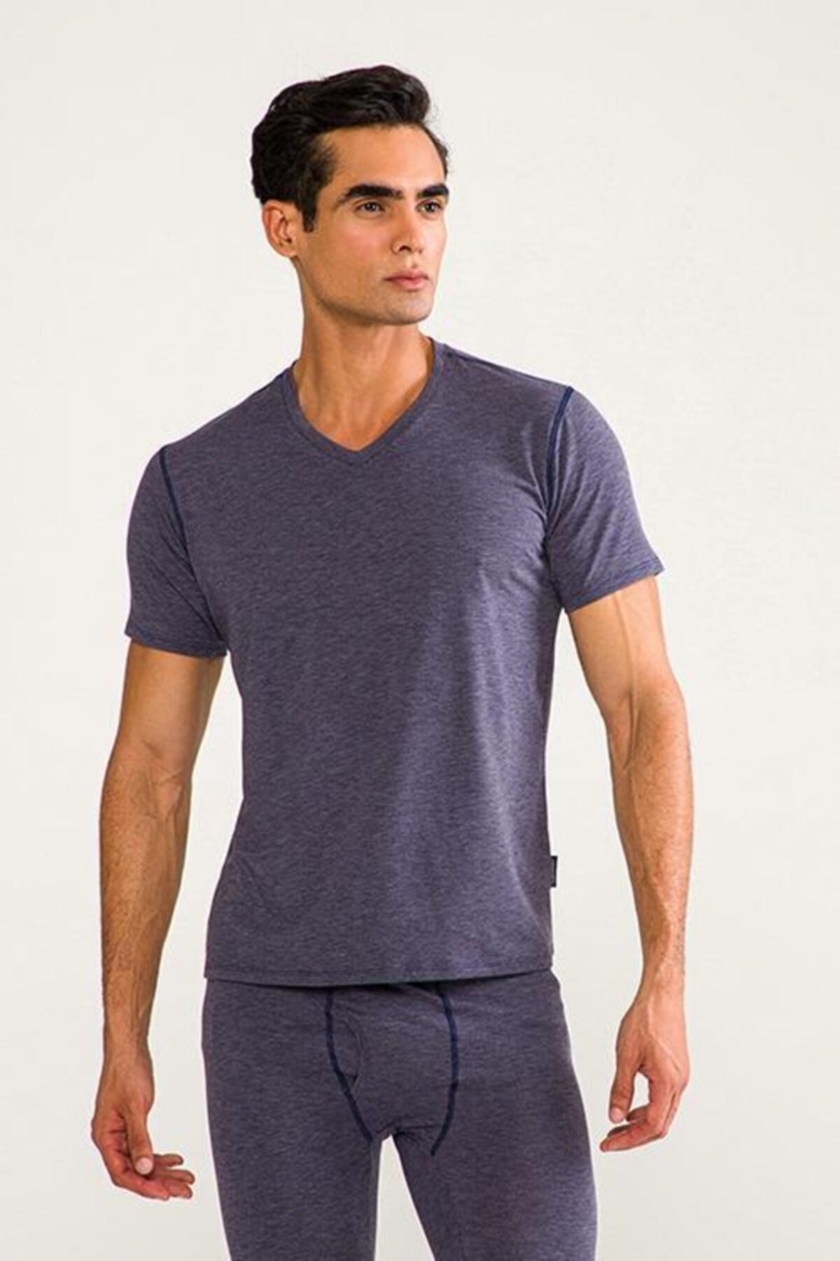THERMOFORM Erkek Lacivert Heavy Kısakol Fanila V Yaka İçlik