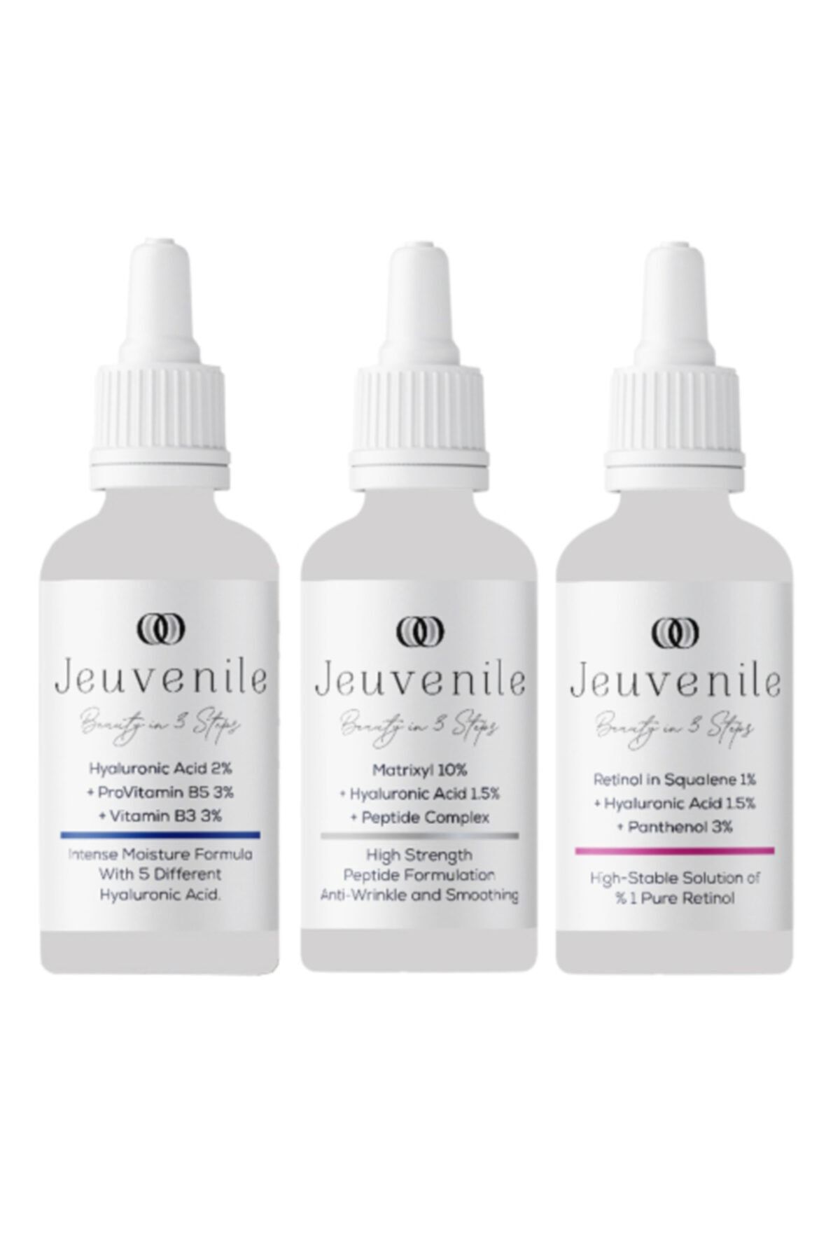 Jeuvenile Anti-age 3'lü Serum Seti - Hyaluronic Acid %2 + Matrixyl %10 + Retinol In Squalene %1
