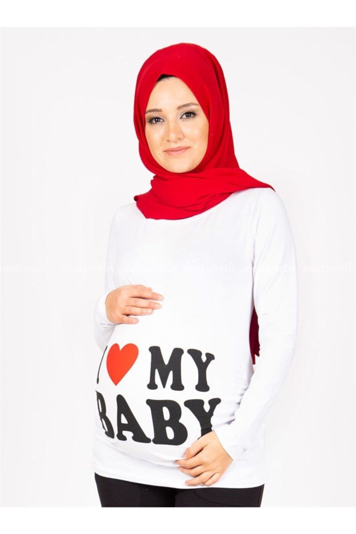 Vamelya Kadın Beyaz Baby Baskılı Sweat