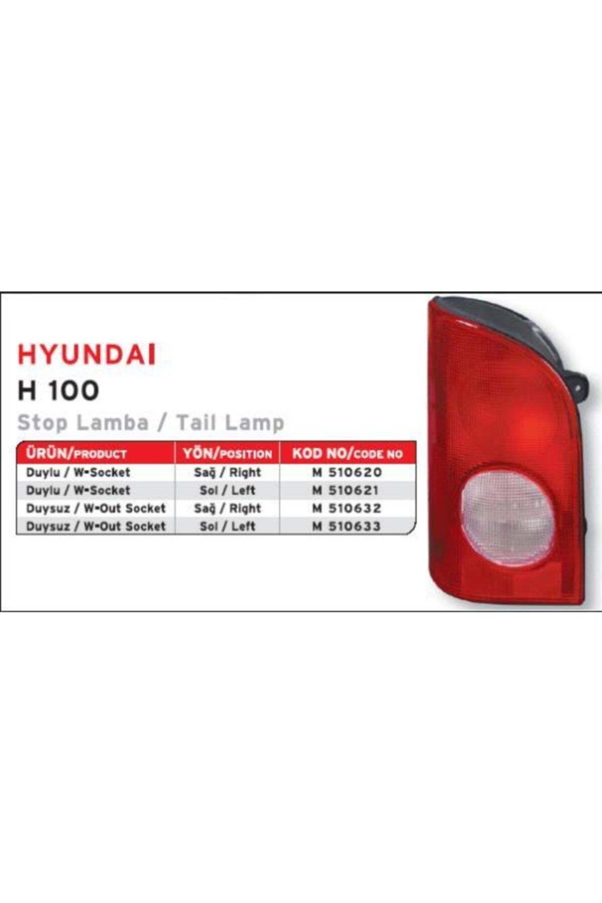 hyundai h100 minibus 97 05 arka stop lambasi sol fiyati yorumlari trendyol