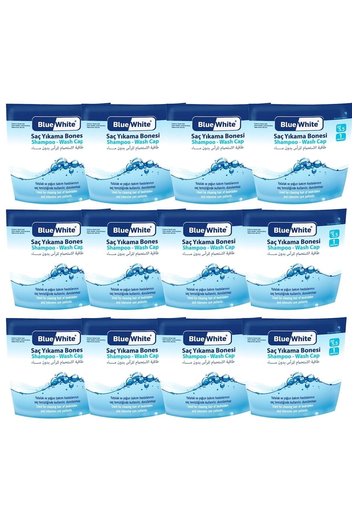 Bluewhite Saç Yıkama Bonesi-bone Blue White Antibakteriyel Saç Yıkama Bonesi 12 Adet