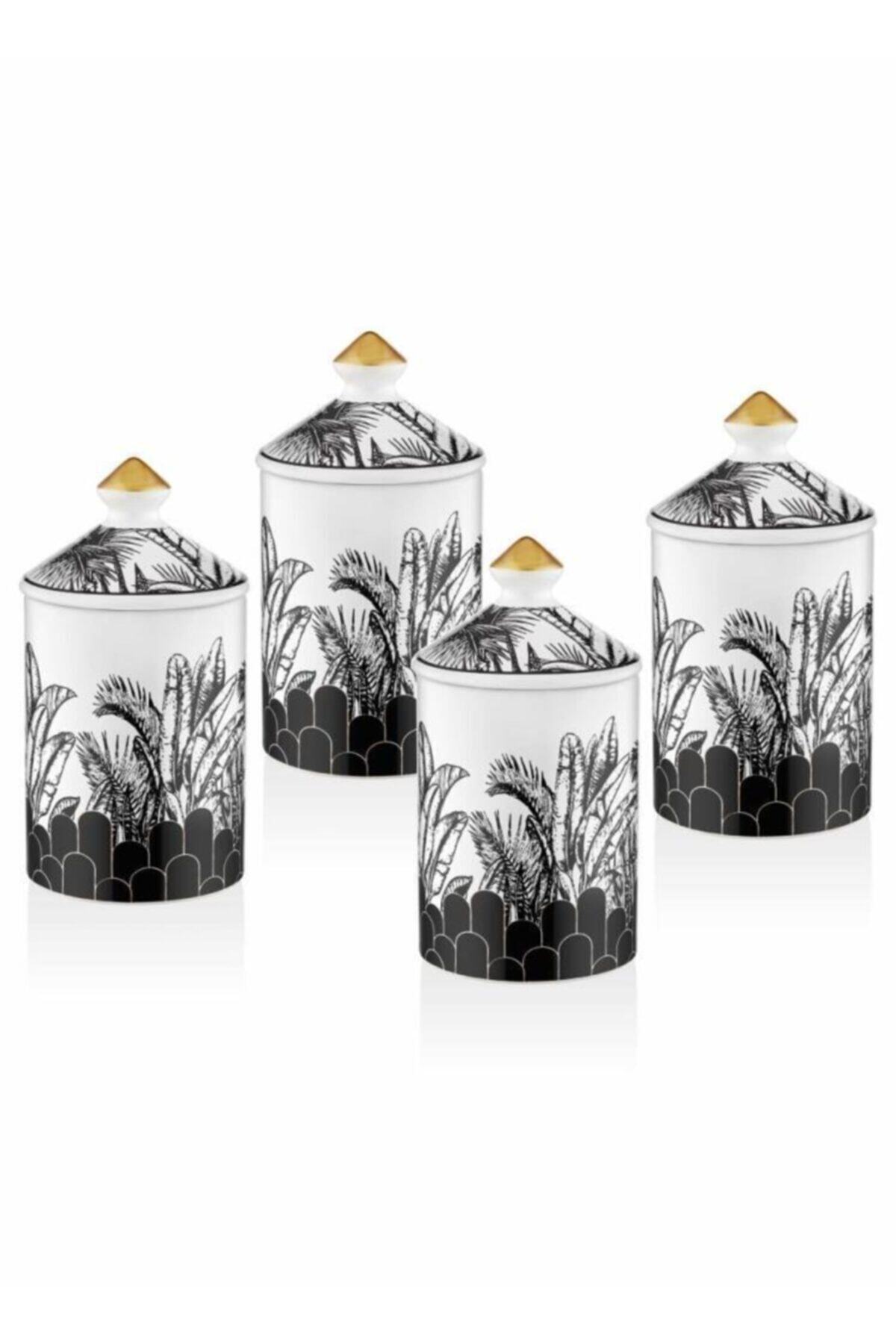 The Mia Stoneware 17x9cm Siyah Dark Tropik 4'lü Baharat Bhr0009