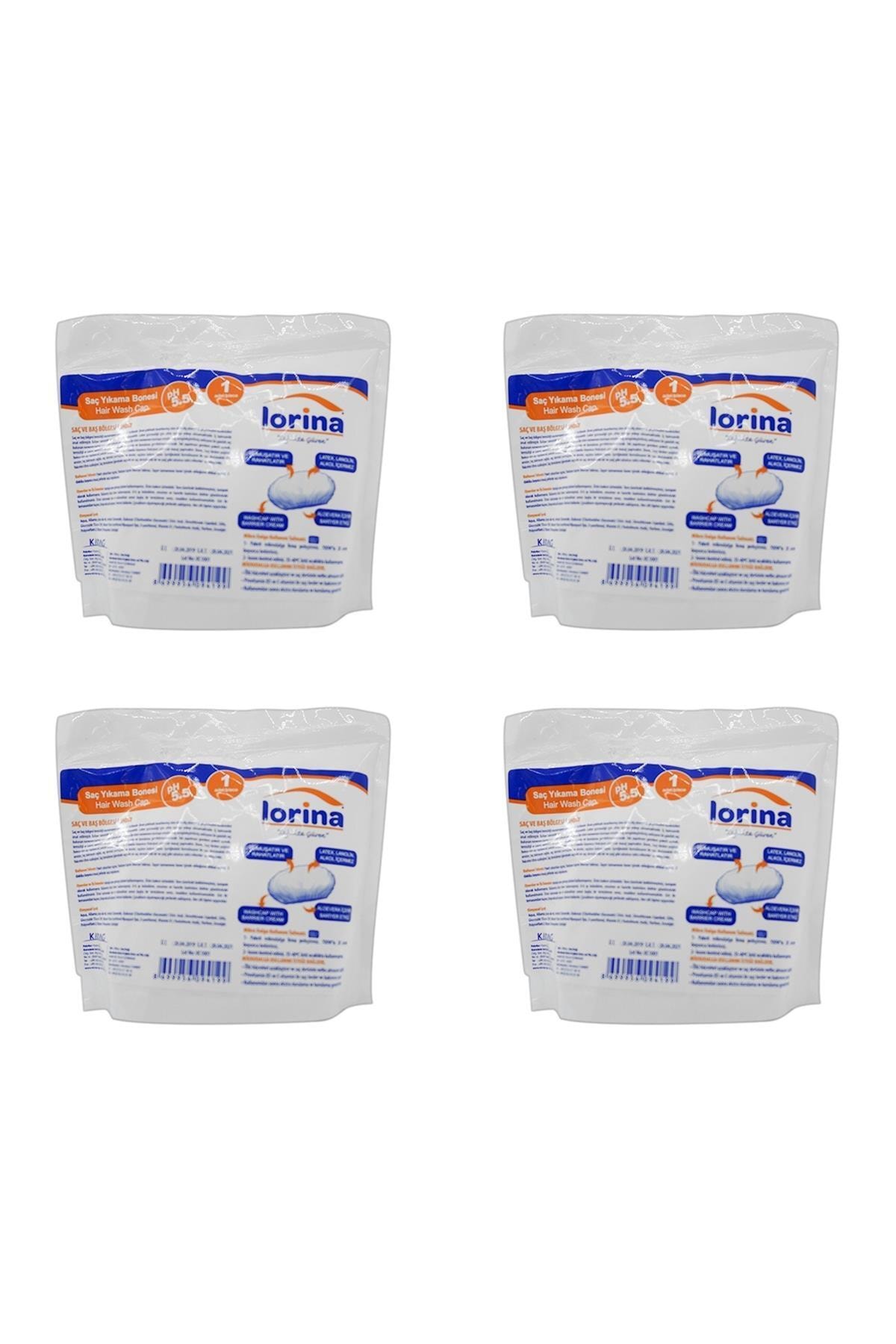 LORİNA Beyaz Şampuanlı Hasta Saç Yıkama Bonesi 4'lü Paket