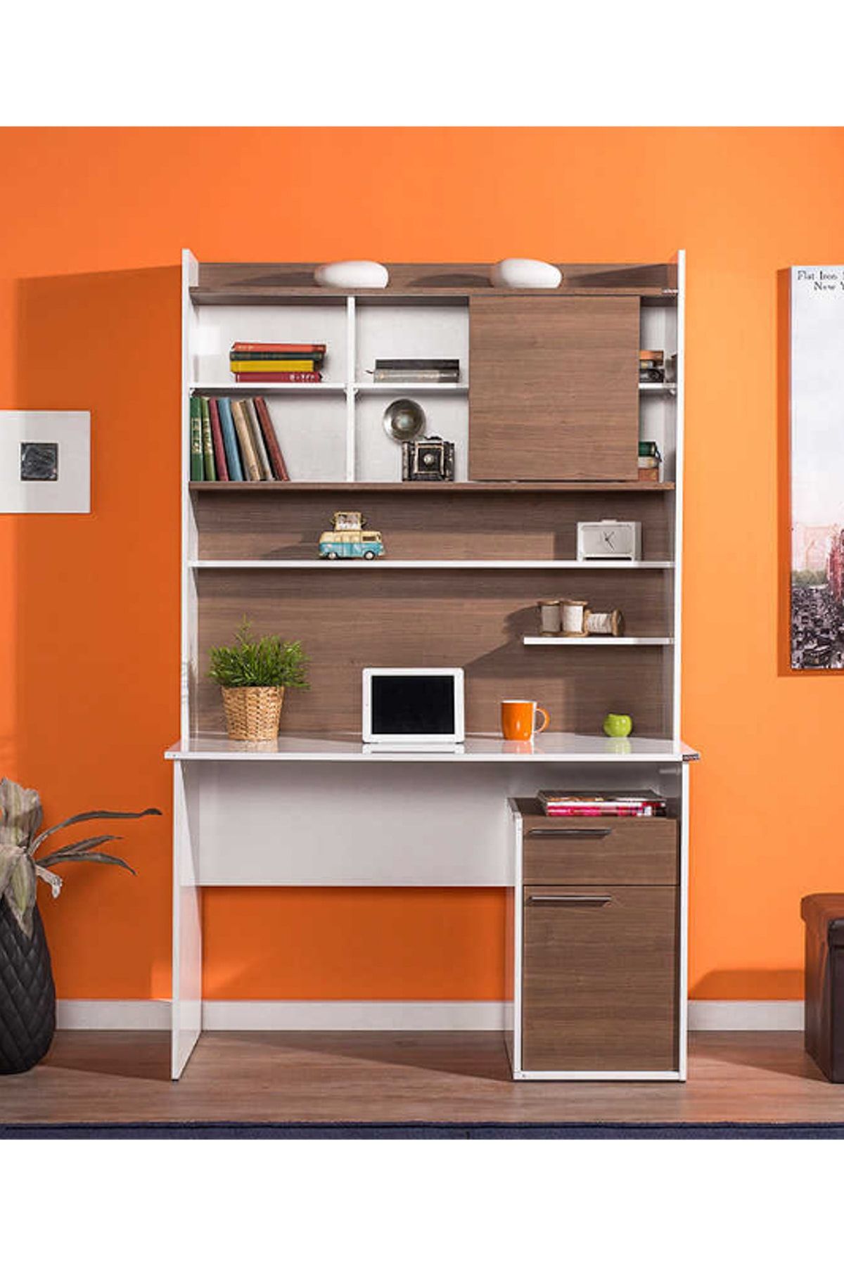 Adore Mobilya Tower Kitaplikli Calisma Masasi Cms 45 Nb 1 Noce Lake Beyaz Fiyati Yorumlari Trendyol