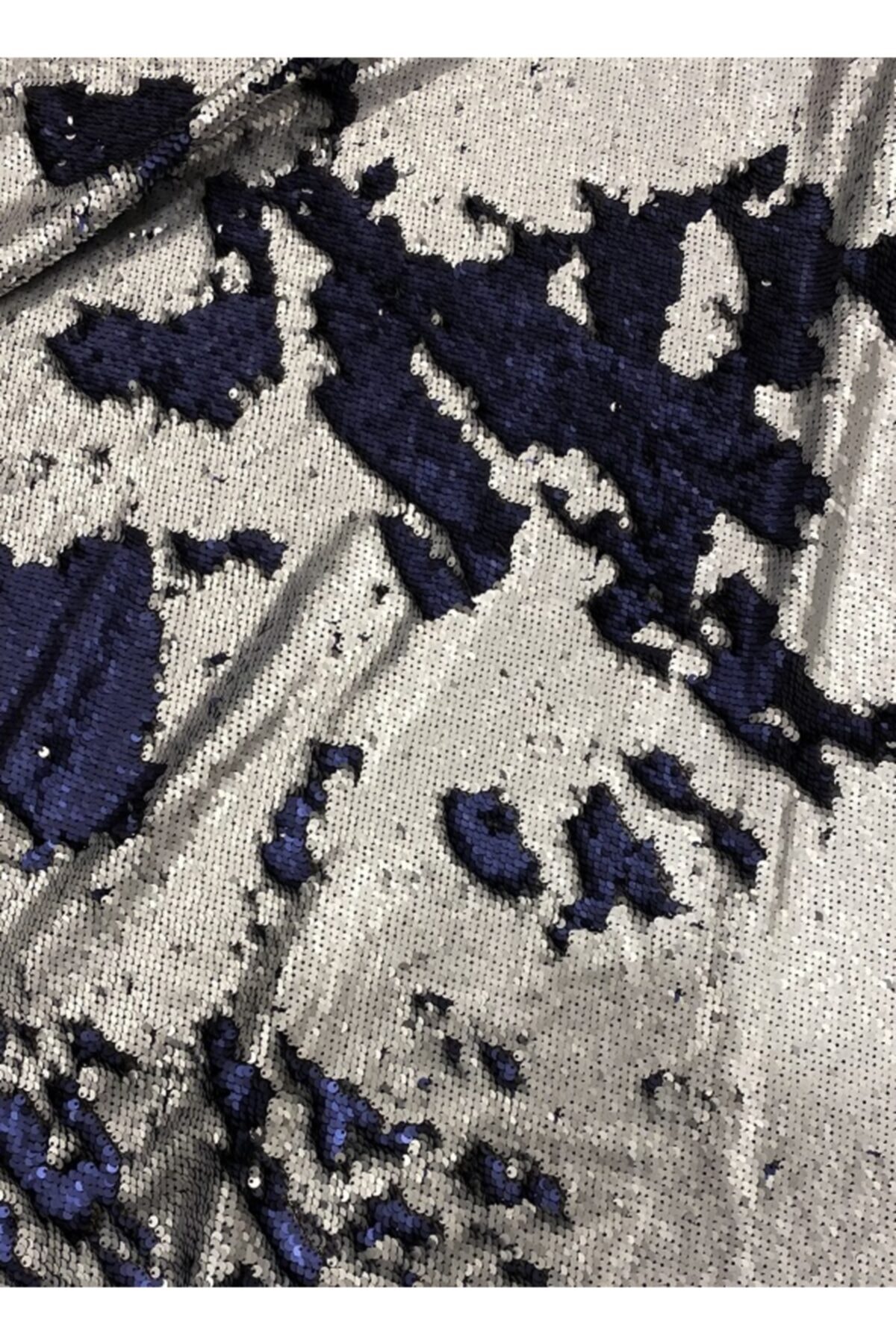 Trakya Kumaş Lacivert Pul Payet Kumaş