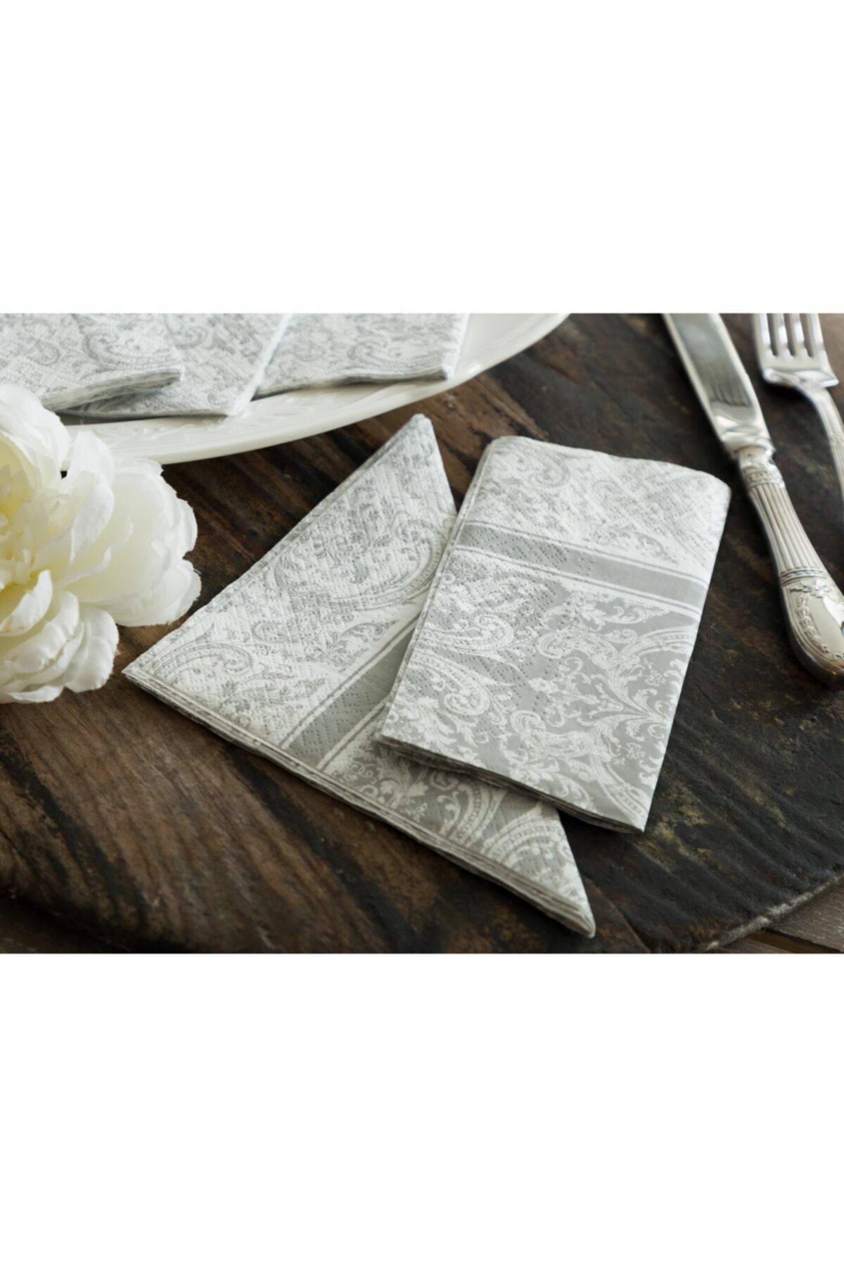 Madame Coco Royal Pattern Gray Peçete - Kare