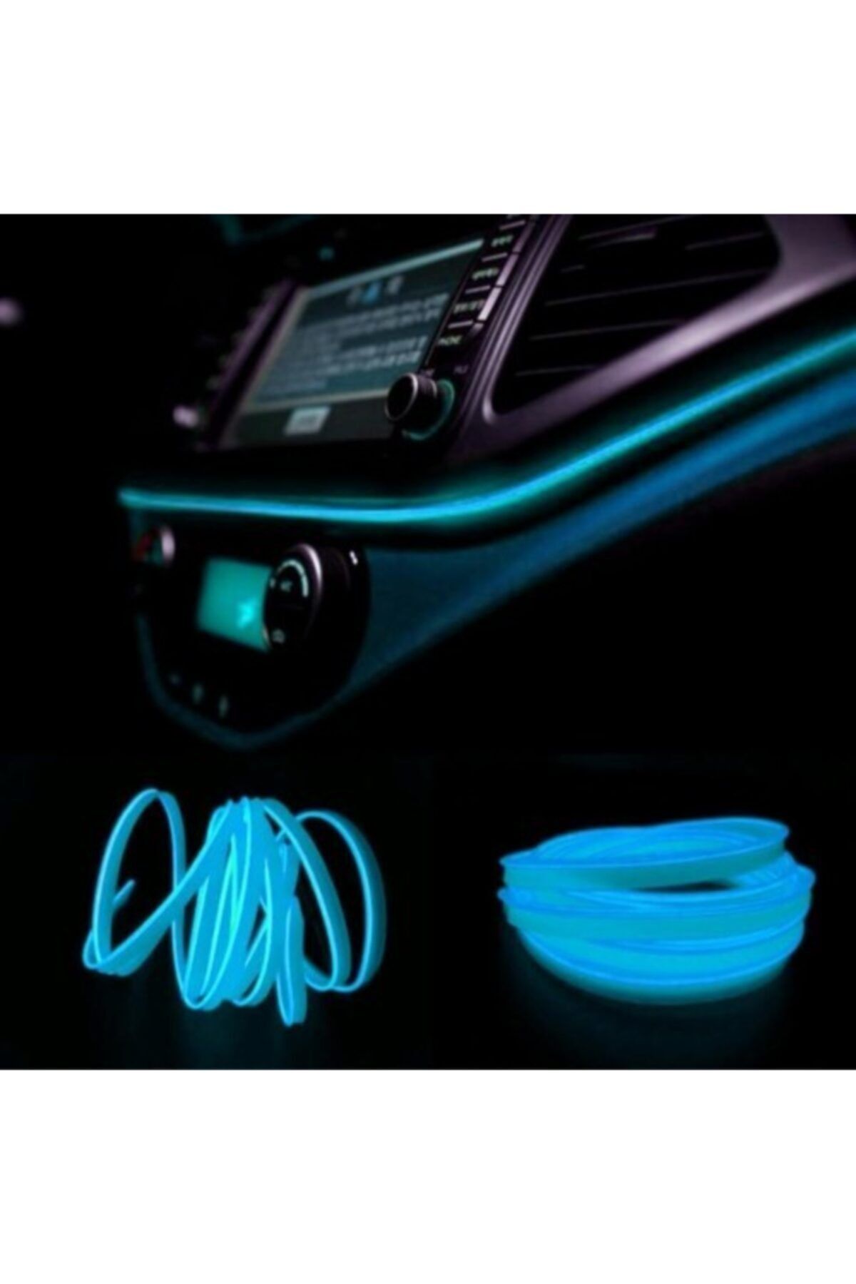 ŞüsCarOto Araç Araba Içi Torpido Ledi Renkli Ip Neon Ip Led 2 Metre Buz Mavi
