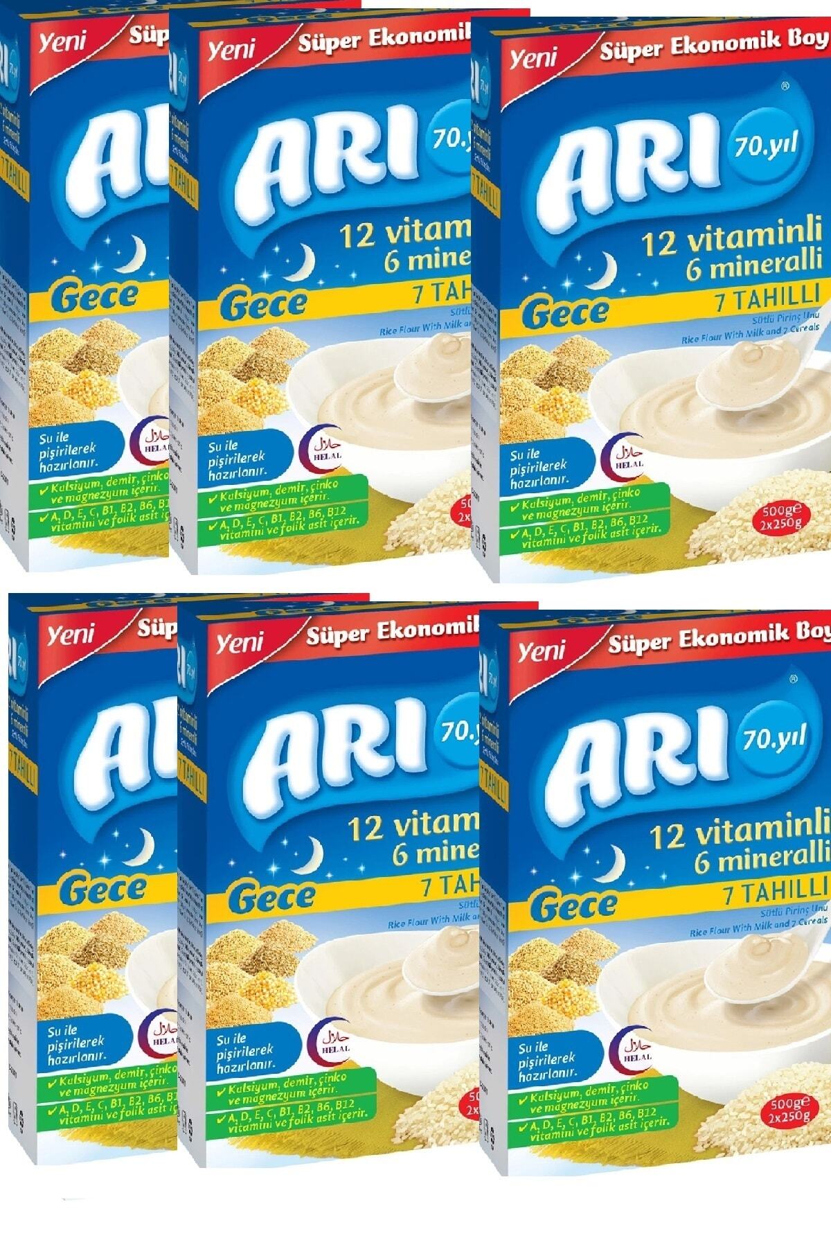 Arı Mama Arı 12 Vitaminli 6 Mineralli Sütlü 7 Tahıllı Pirinç Unu 500 Gr X 6 Adet
