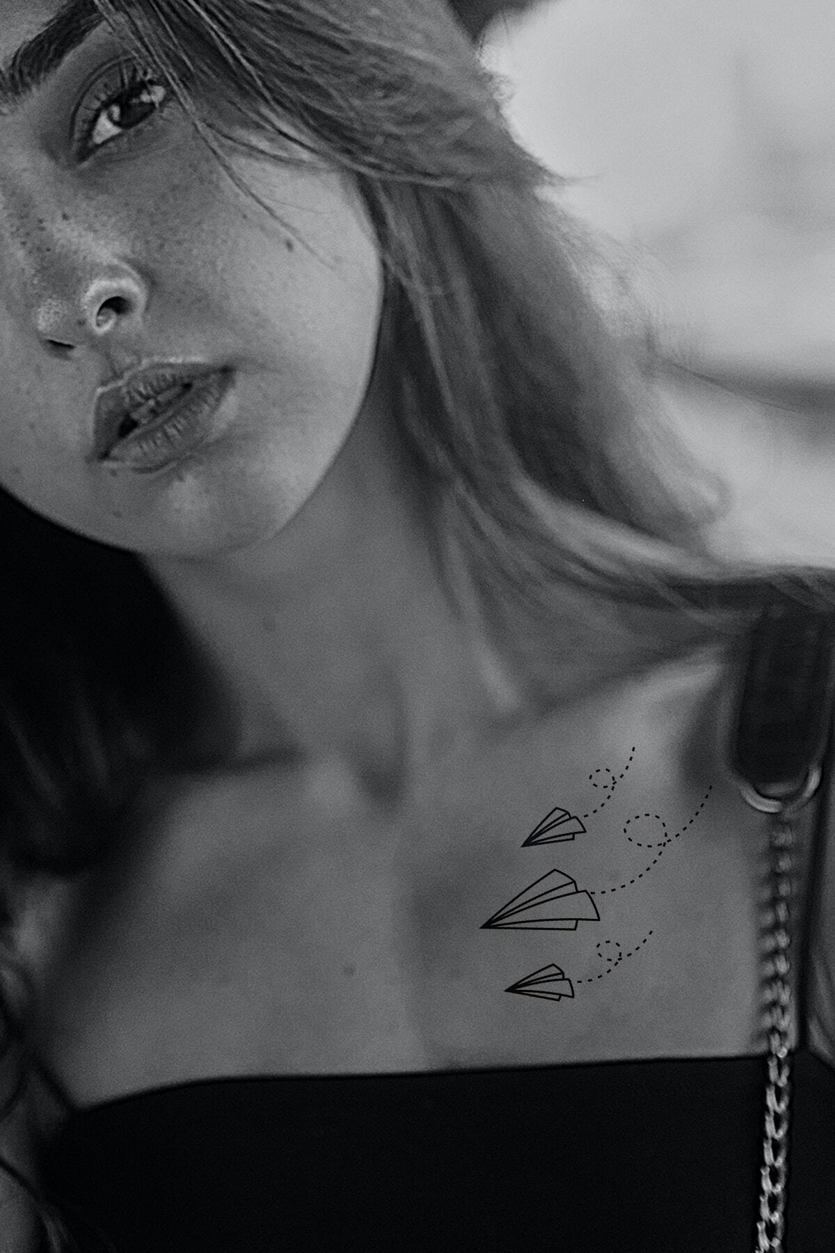 TAKIŞTIR Geçici Uçak Mini Dövme Tattoo