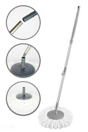 360° Döner Başlıklı Mop Mikrofiber Kumaşlı Uzatılabilir Sopalı Temizlik Seti Fırça Saplı Image 0