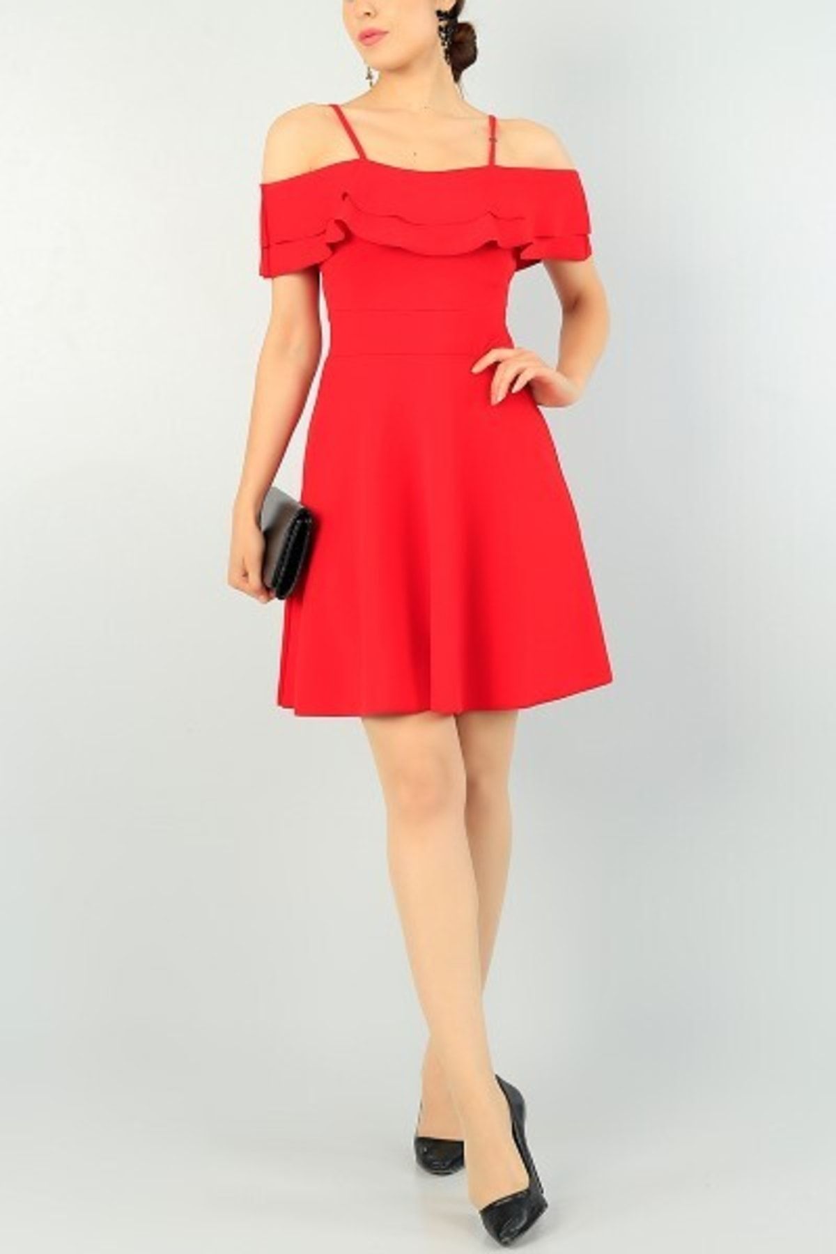Red skater cheap prom dress