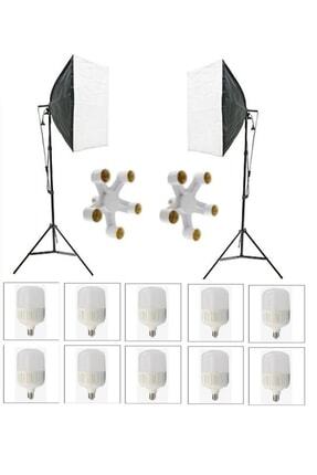 5 Duylu Softbox (2 Adet) + 2 M Işık Ayağı +10 Adet 20 Wat Led Lamba (toplam 18 000 Lümen) Image 0