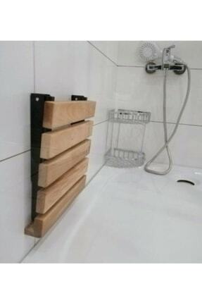 Katlanır Duş Taburesi - Doğal Ahşap Katlanır Banyo Oturağı Image 0