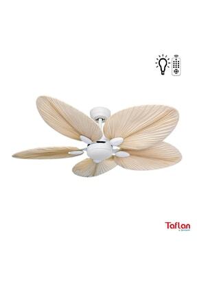 T52045-l Beyaz Palmiye Uzaktan Kumandalı Aydınlatmalı Tavan Vantilatörü Image 0