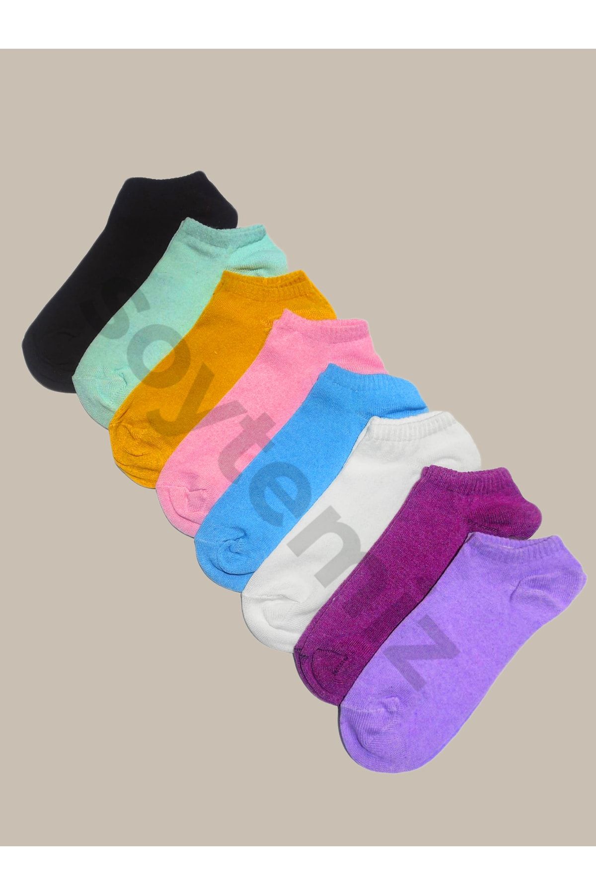 8 Çift Koton Karışık Renk Kadın Patik Çorap(357-51)