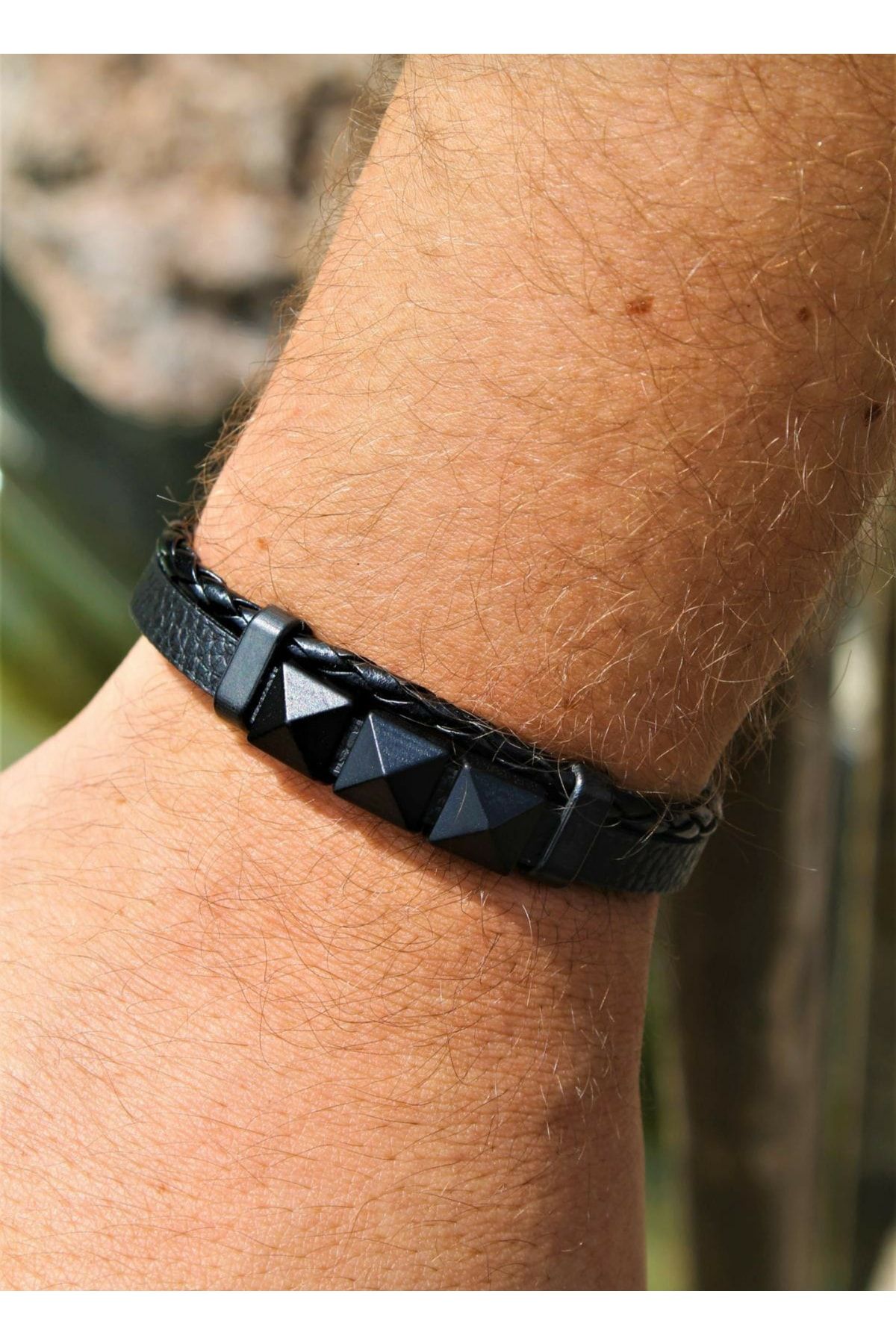 Leather and deals diamond bracelet