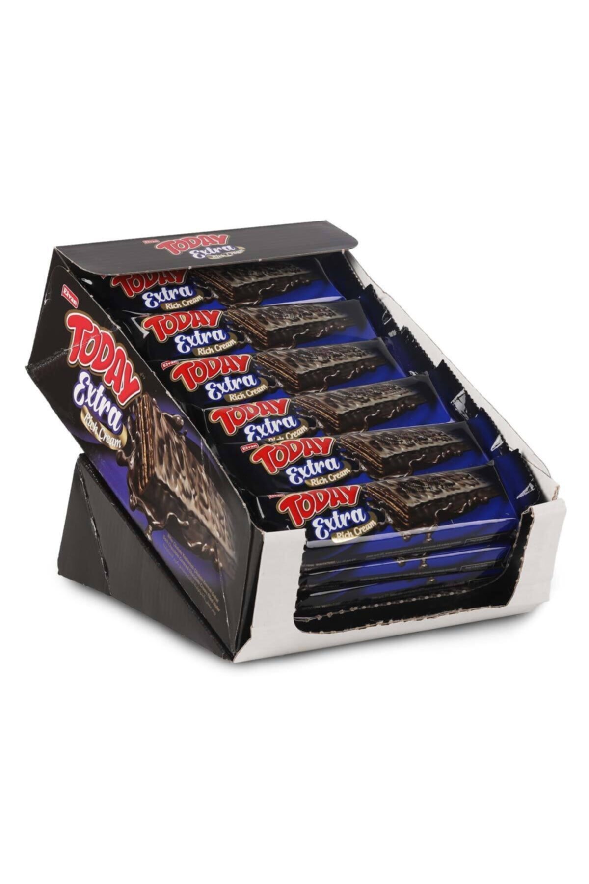 Elvan Today Extra Bitter Çikolata Kaplamalı Bol Kremalı Gofret 45gr 24 Adet (1 Kutu)