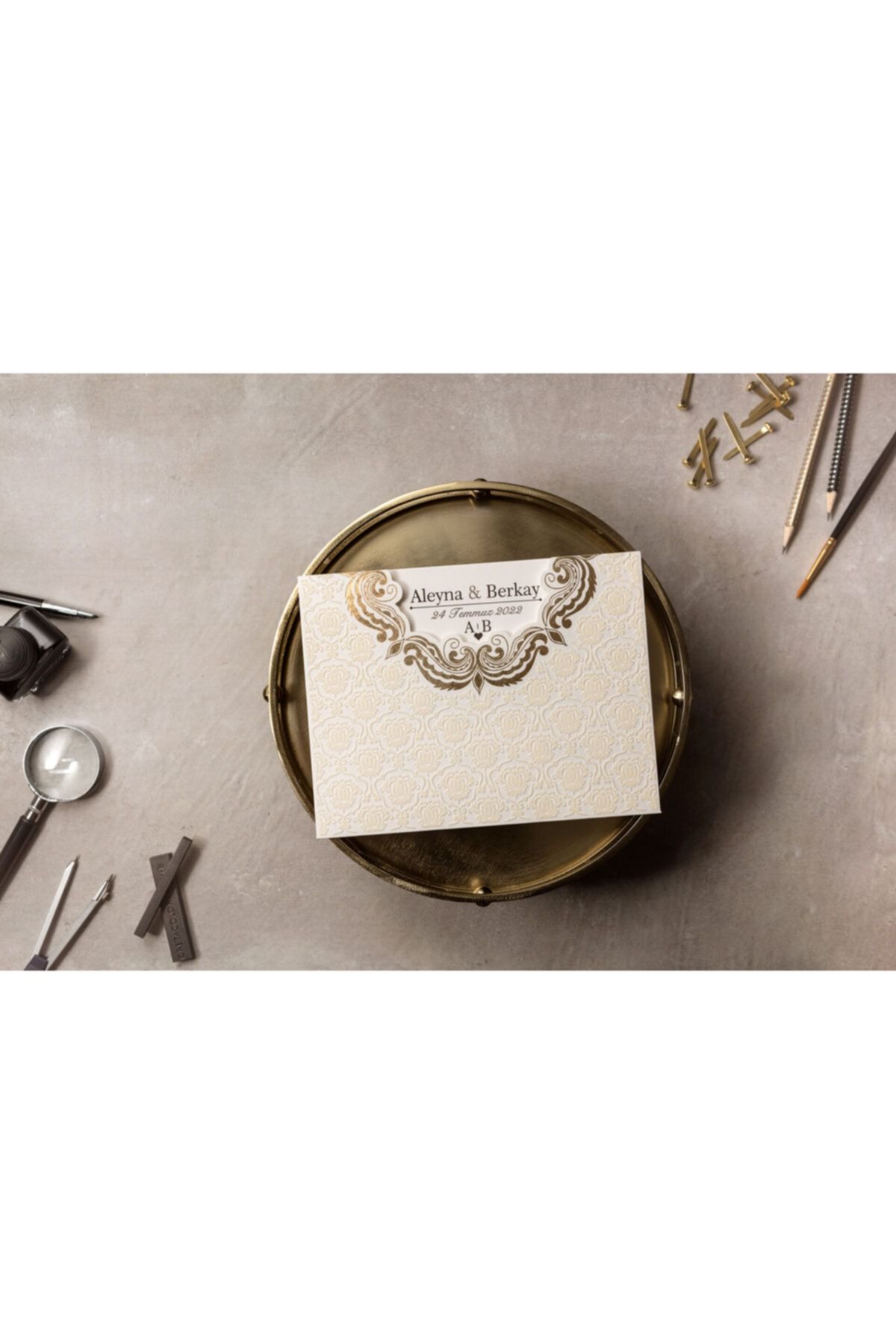 İKLİM DAVETİYE Wedding Nikah Nişan Düğün Davetiyesi 8386 - 100 Adet