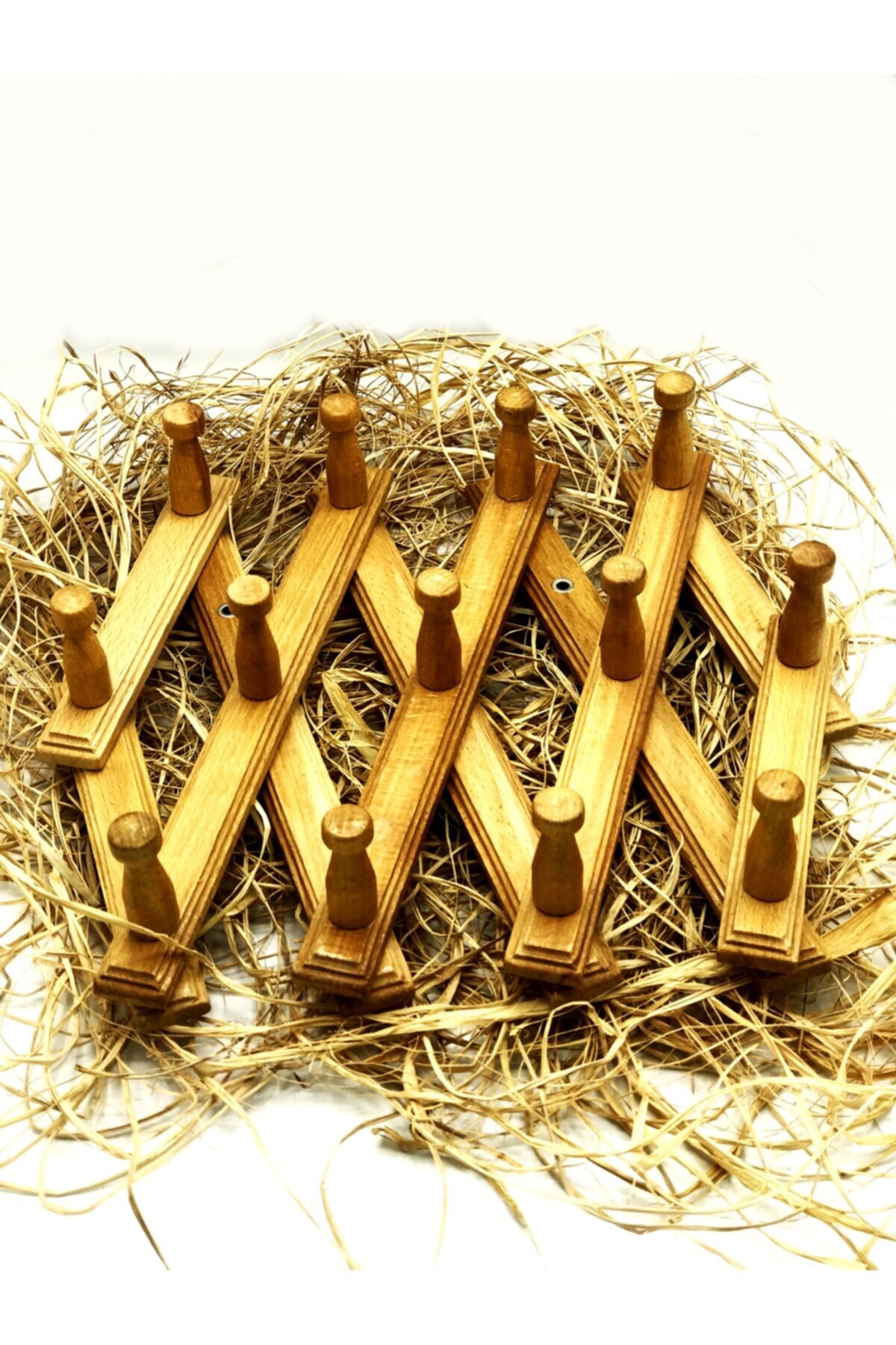 Işık Ahşap Akordion Duvar Askısı (13 Kancalı)