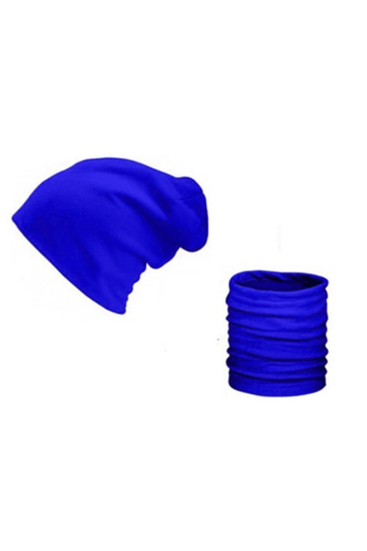 Neiçin Unisex Mavi Polar Bere Boyunluk