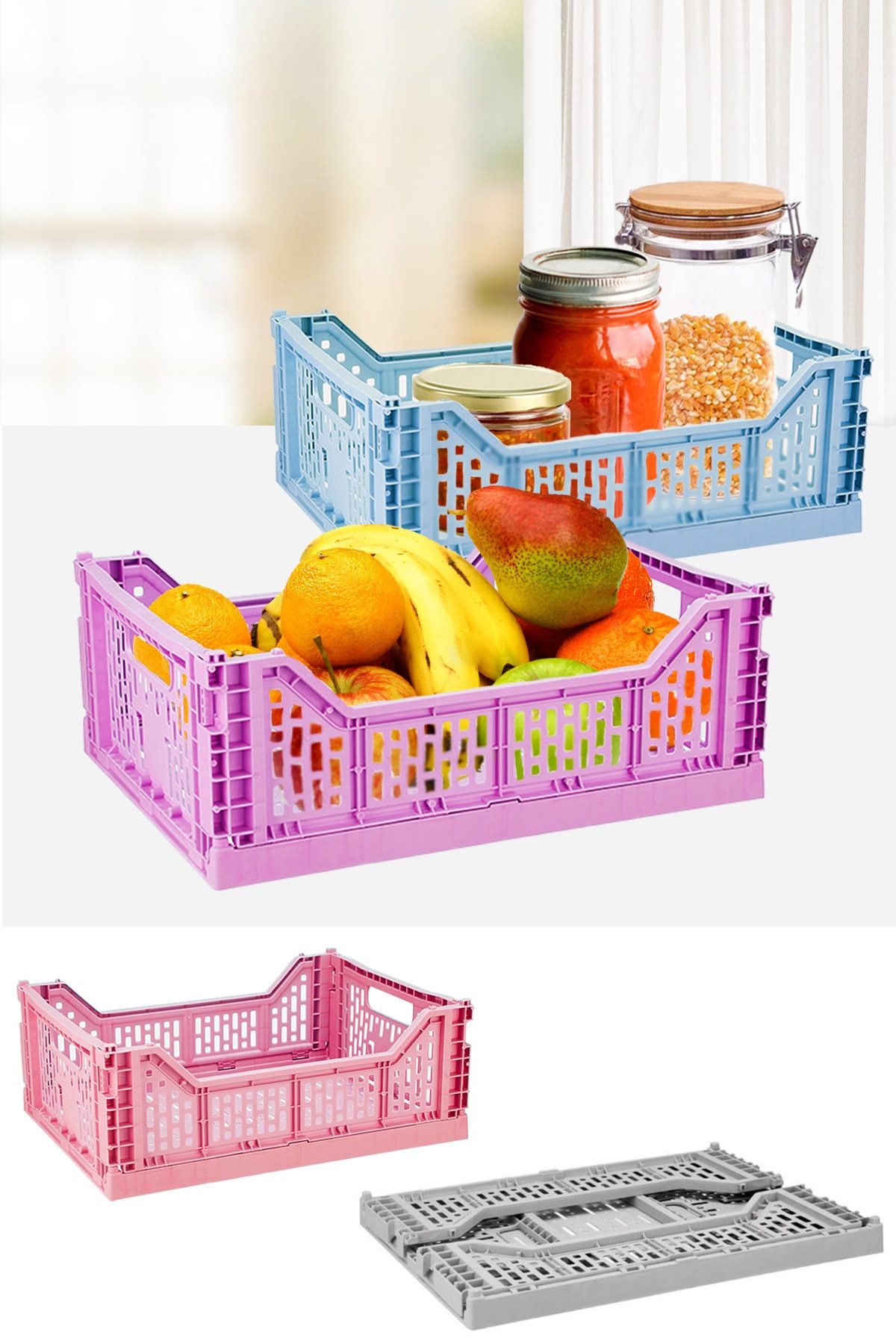 Helen's Home Katlanabilir Çok Amaçlı Sebze Meyve Eşya Düzenleyici Kasa Sepet Organizer 4lt.