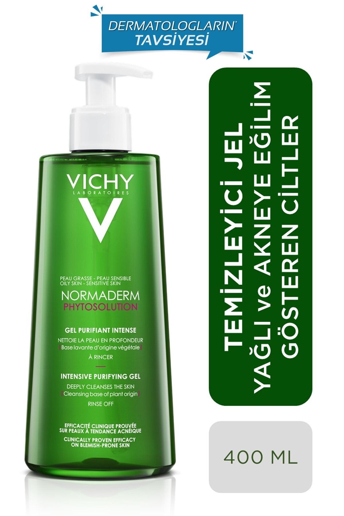 Vichy Normaderm Phytosolution Arındırıcı Yüz Temizleme Jeli, Yağlı ve Karma Ciltler 400 ml 3337875663083