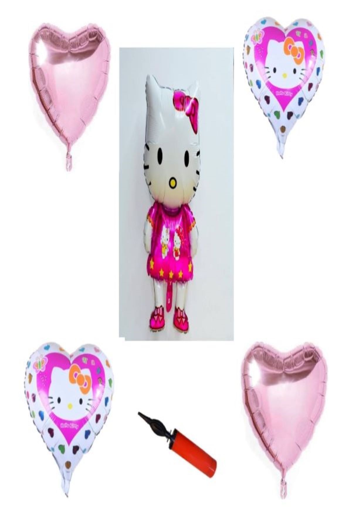 Şeker Adası Hello Kedi 5 Li Balon Set + Balon Pompası Hediye !! -- Skradapa138