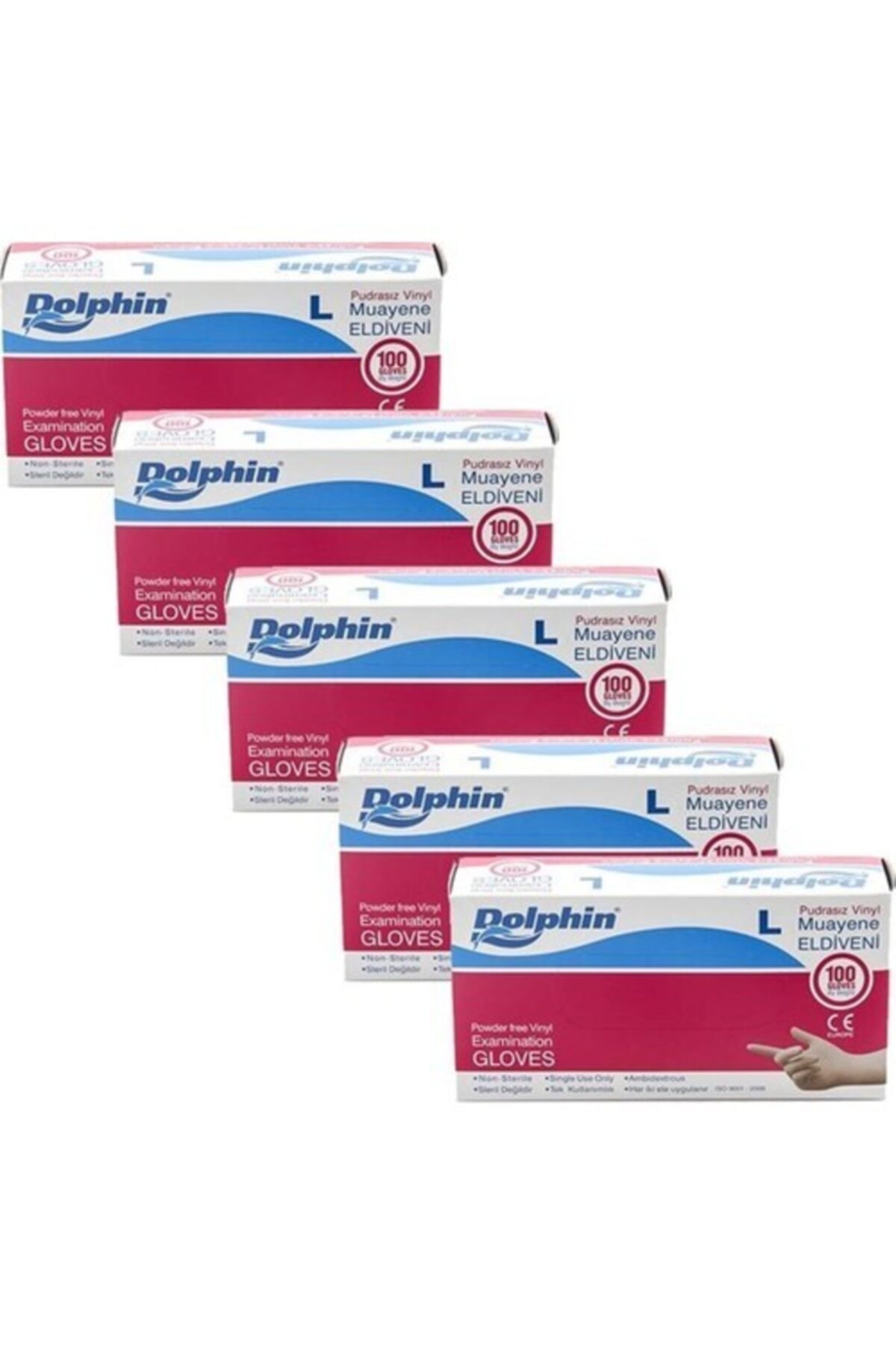 Dolphin Beyaz Vinil Eldiven Pudrasız (l) Paket 5 Paket (500 Adet)