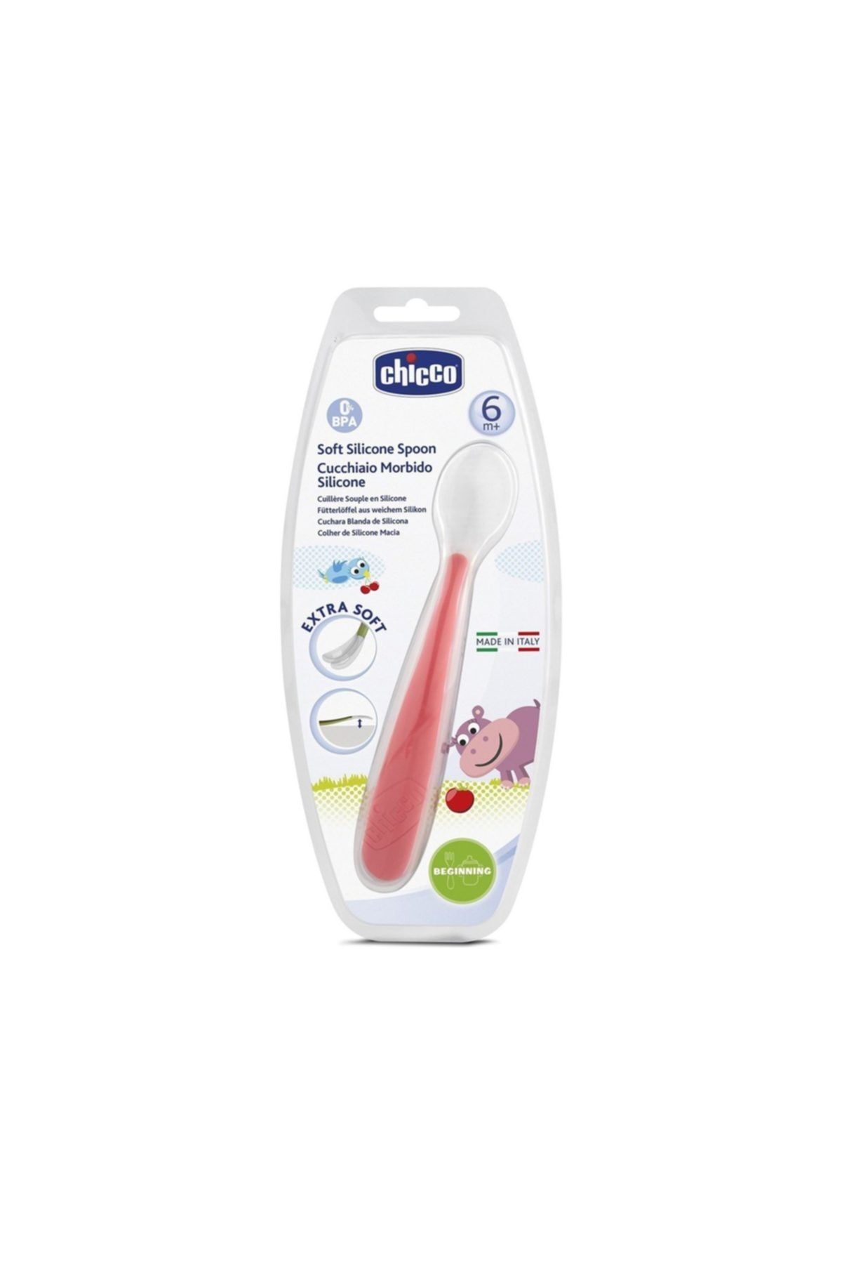 Chicco Yumuşak Silikon Kaşık 6+ Ay Kırmızı