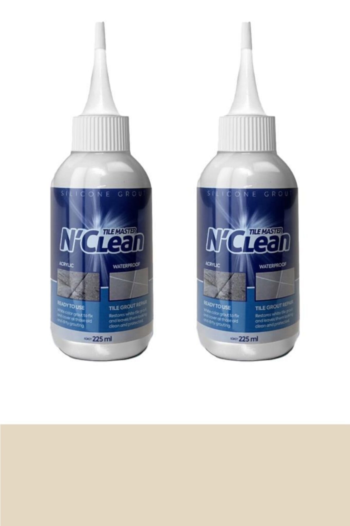 N'Clean (1 1 PAKET) Tile Master Pratik Kullanıma Hazır Silikonlu Derz Dolgusu Krem / Bej 225 gram