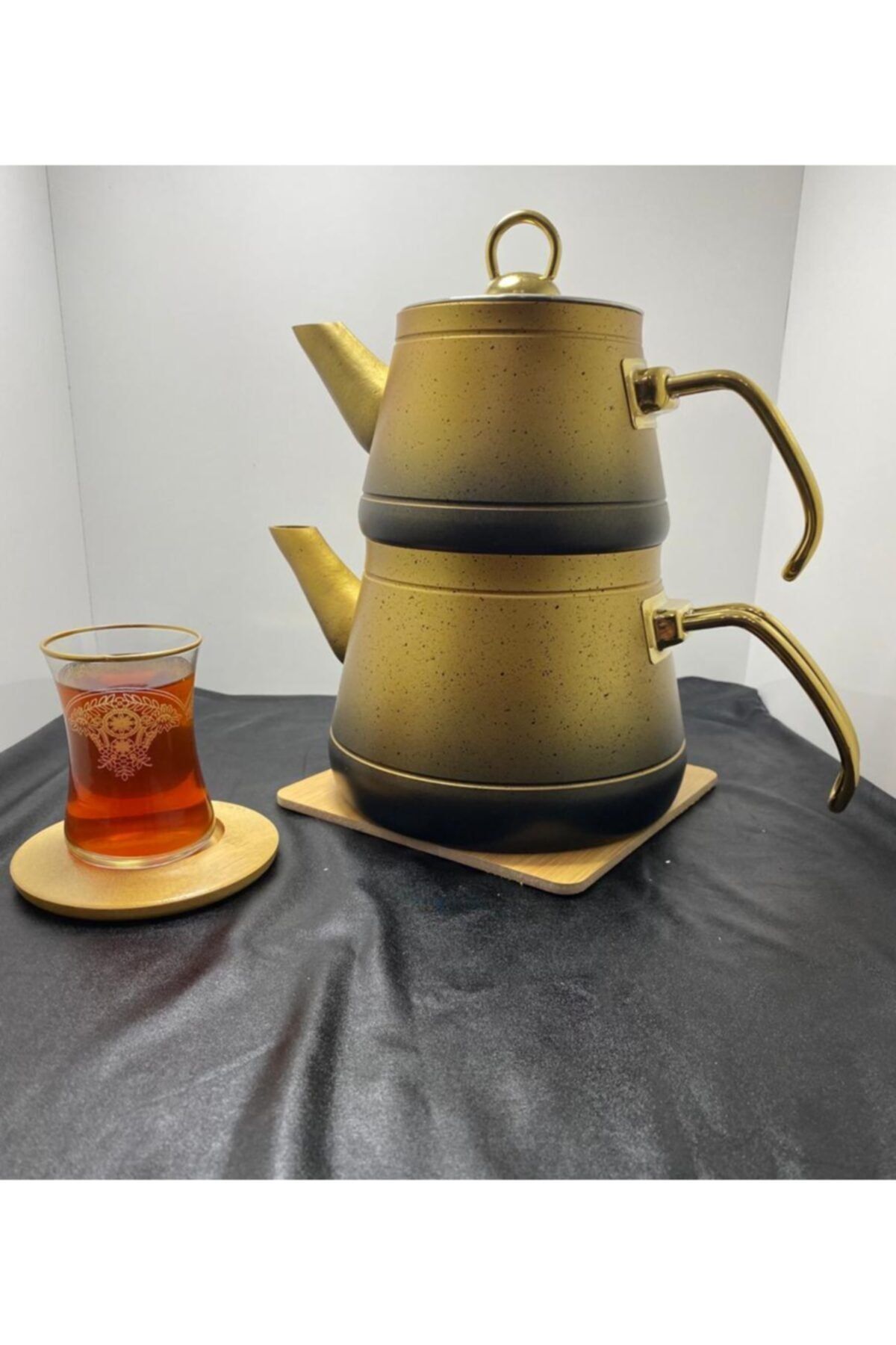 Kahramanlar Gold-siyah Granit Çaydanlık