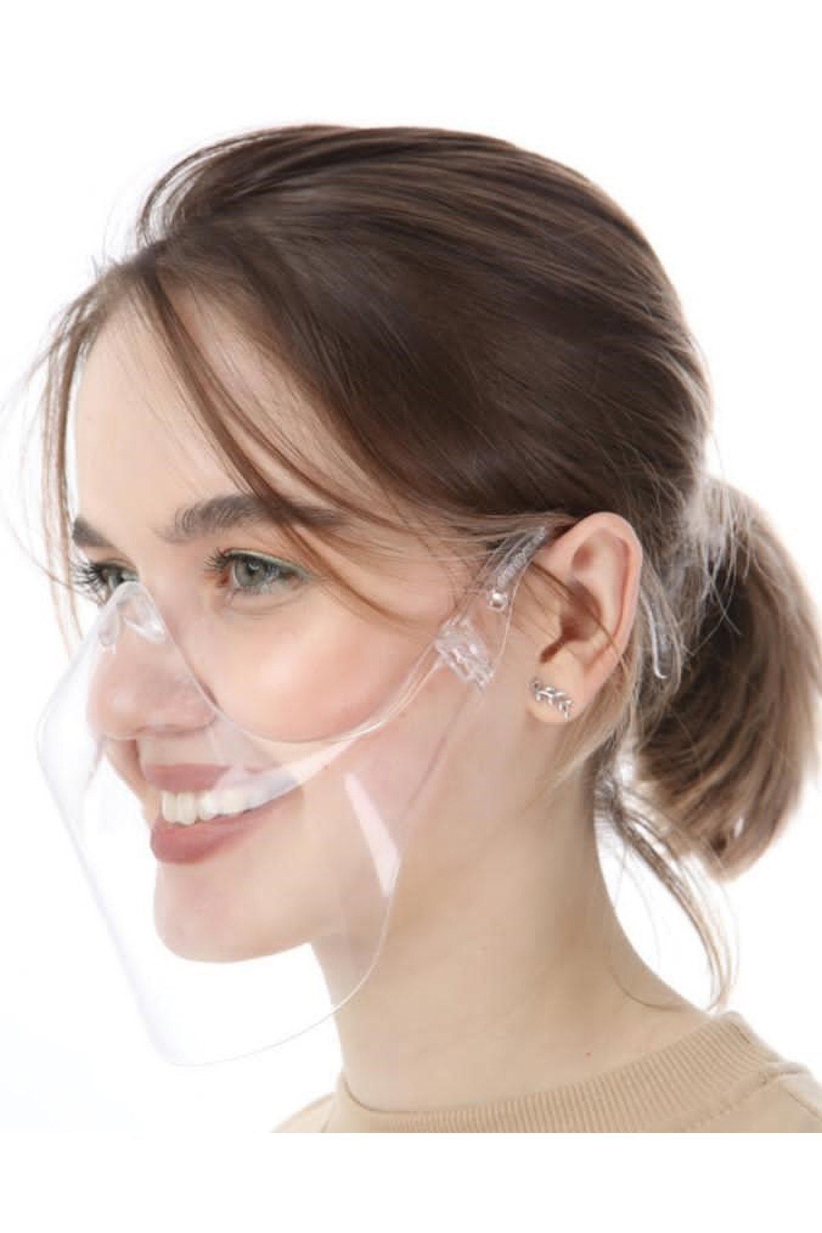 LİDER HİZMET MASKE Şeffaf Siperlik Maske Tekli Agız Ve Burunu Kapatan Yıkanabilir Pleksi Yüz Maskesi Mouth Shield -5