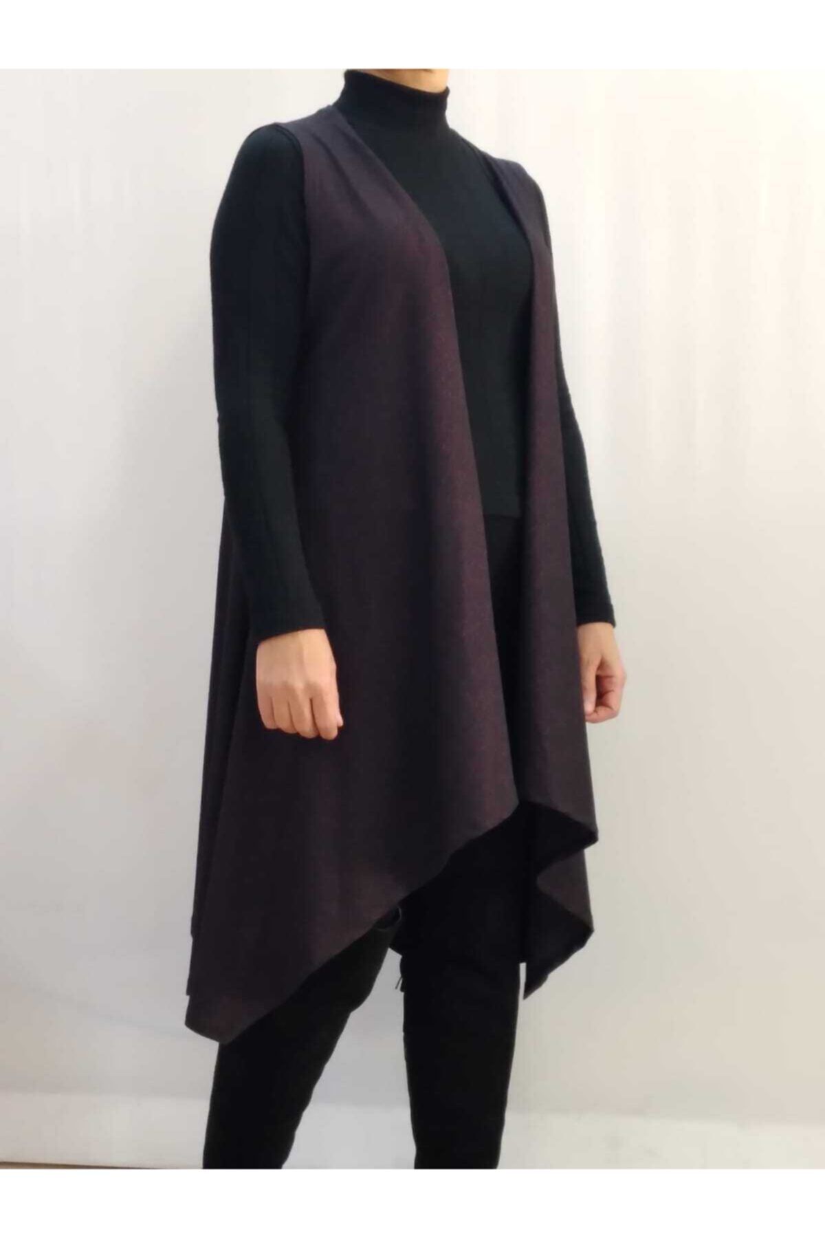 Mertcan Butik Bordo Sim Detaylı Siyah Salaş Yelek