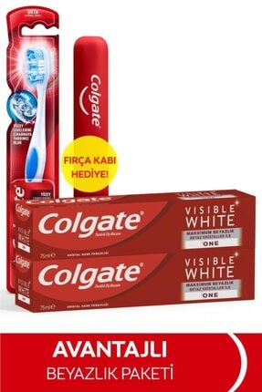 Visible White Maksimum Beyazlık Diş Macunu 75 ml X 2 Adet 360 Orta Diş Fırçası Fırça Kabı