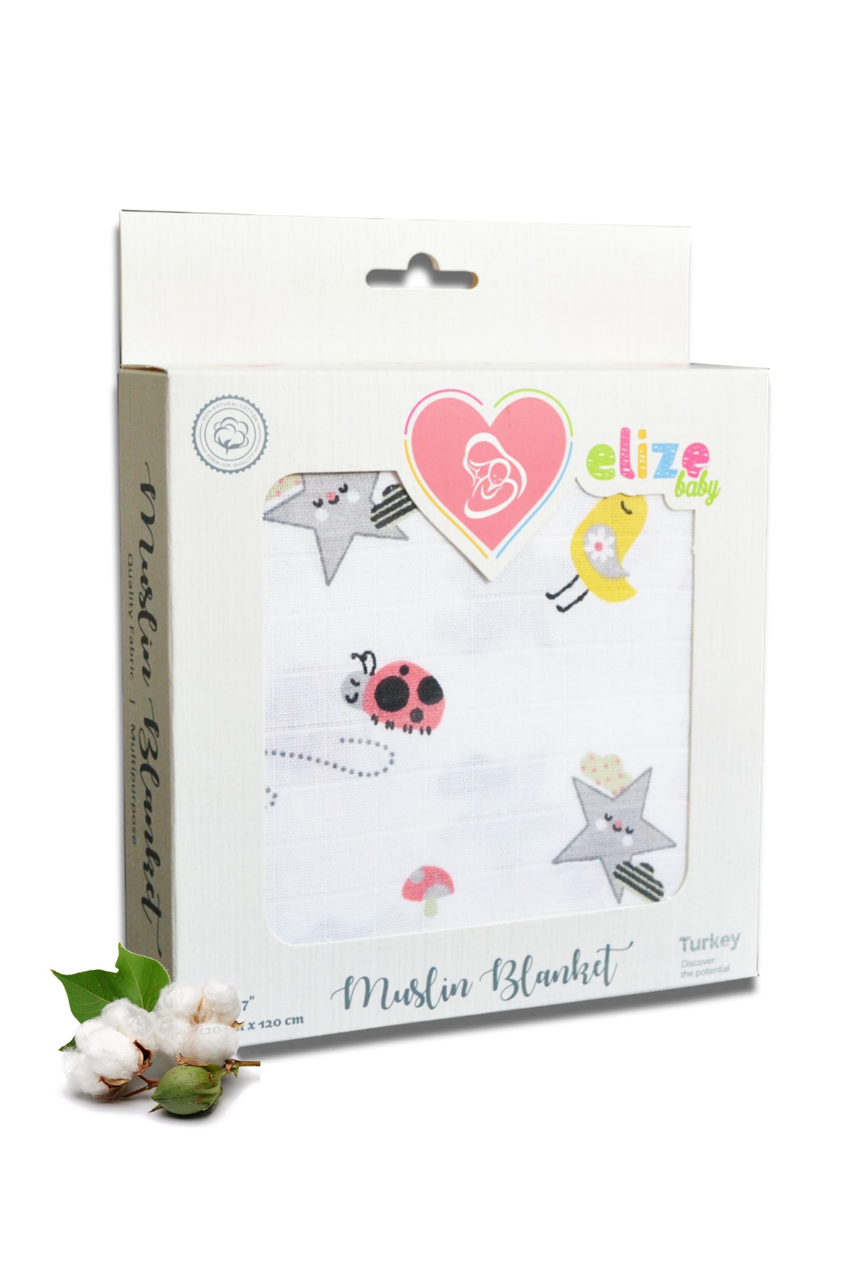 ElizeBaby Müslin Bebek Battaniyesi - 120 cm.x120 cm. - Kundak  Puset Örtüsü