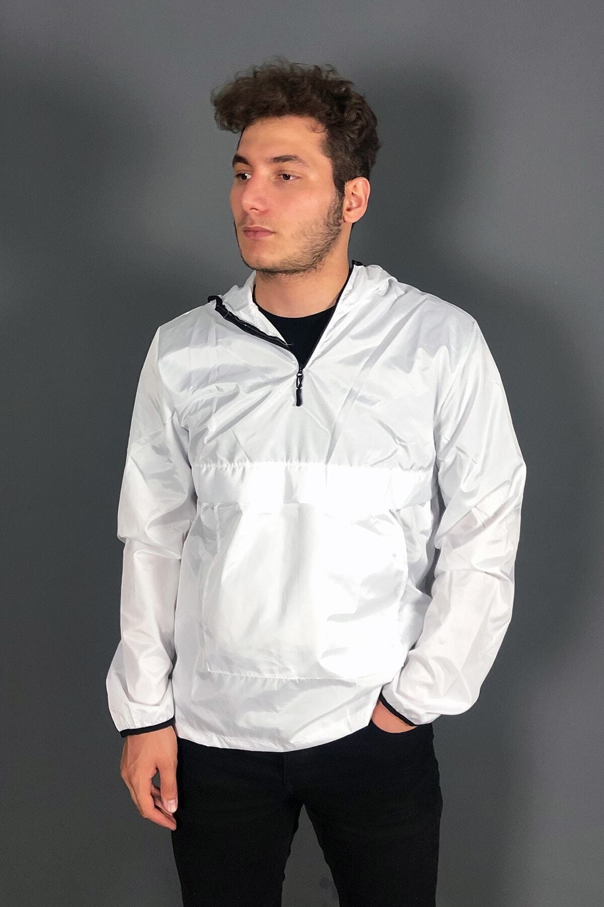aksesuargo Erkek Beyaz Mevsimlik Yağmurluk