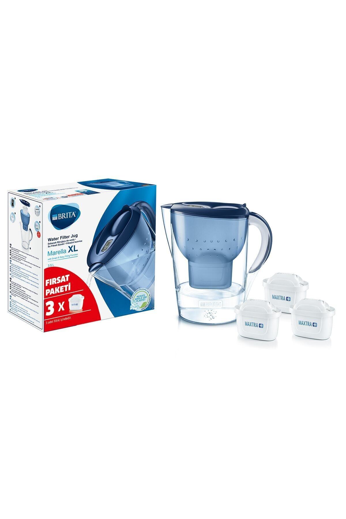 BRITA Marella Xl 3 Filtreli Su Arıtma Sürahisi - Mavi -sürahi+üç Filtre