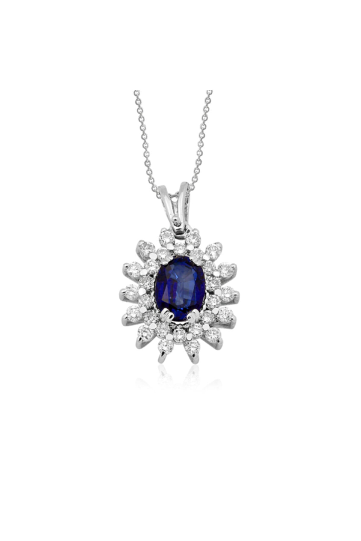 Barok Diamond Pırlanta Safir Kolye0.49ct 18 Ayar