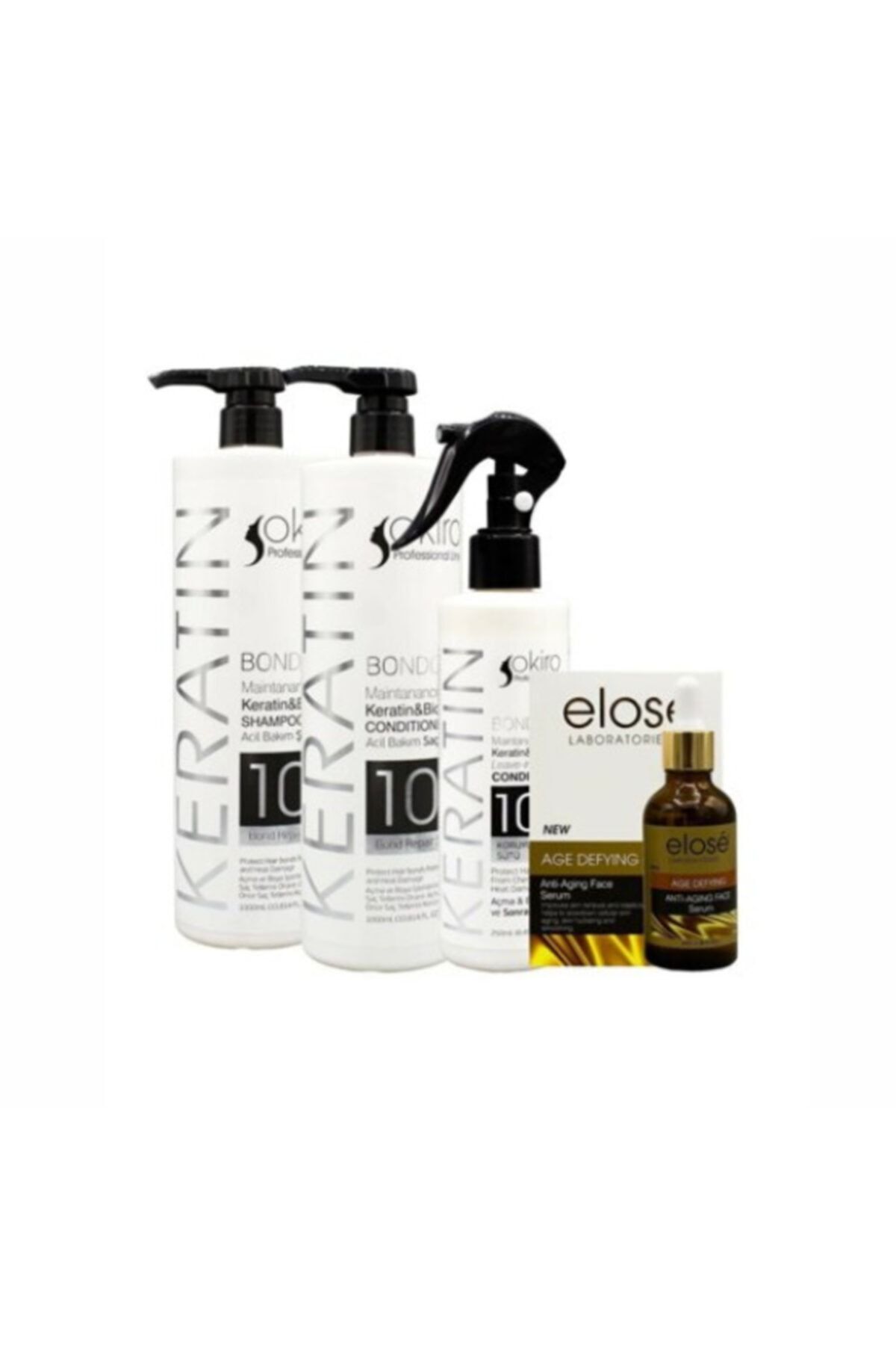 Okiro Keratin Şampuan 1ooomm Keratin Saç Kremi 1000ml Keratin Sütü 250 ml Elose Hyalüronik