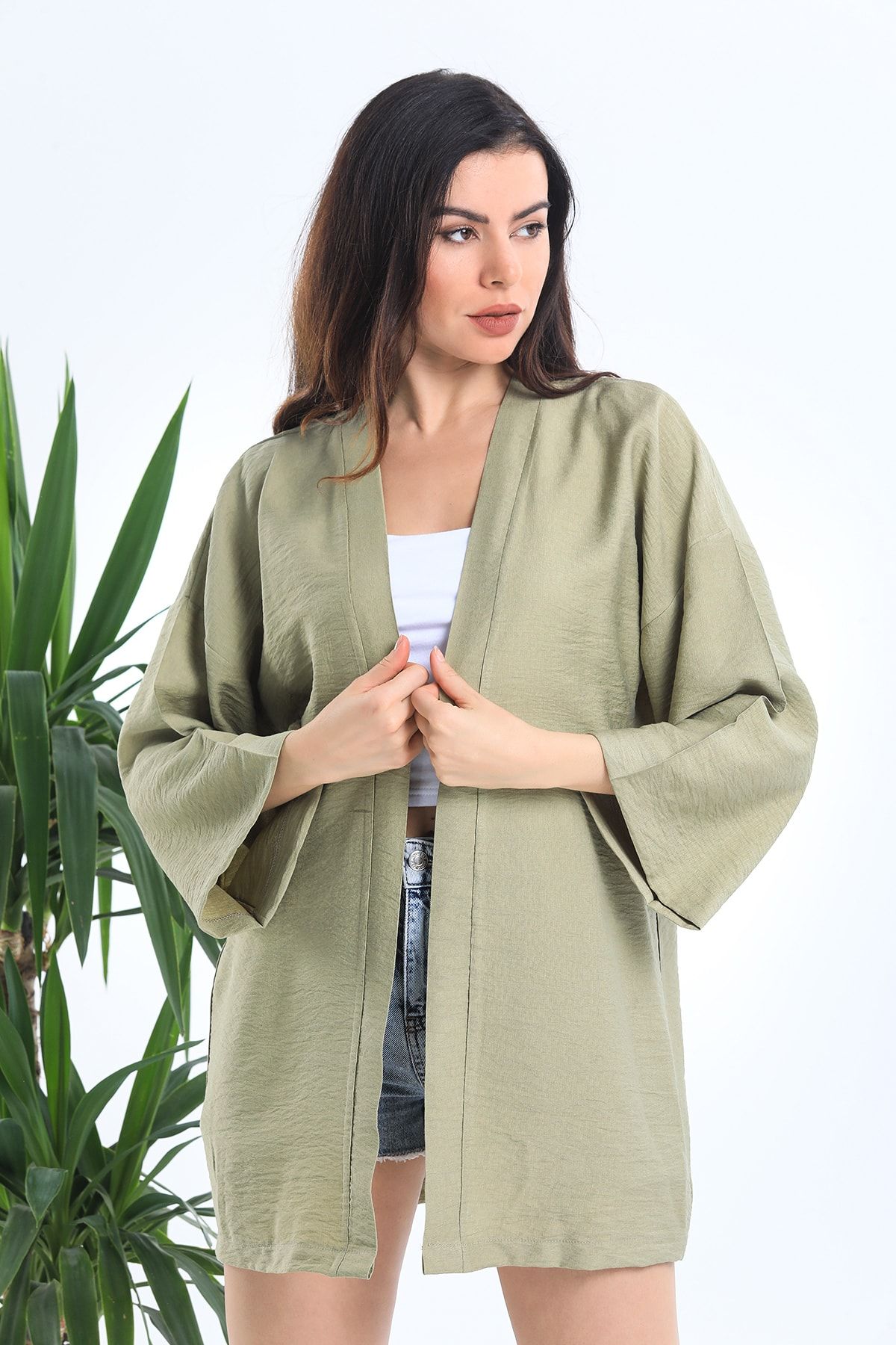 Khaki kimono jacket hot sale