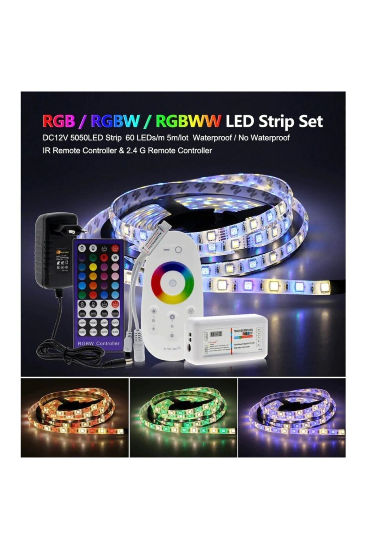 leddunyasi 5m 5050 led serit dc12v rgb rgbw rgbww esnek isikli bant fiyati yorumlari trendyol