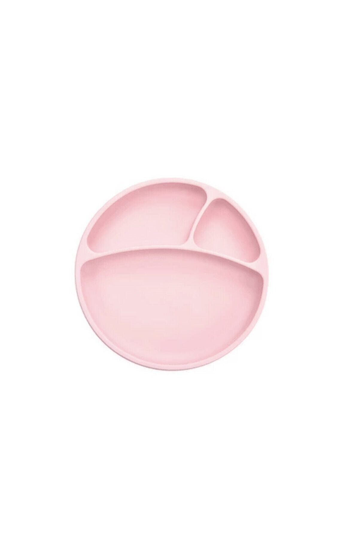 Oioi Vakum Tabanlı Bölmeli Silikon Tabak pembe