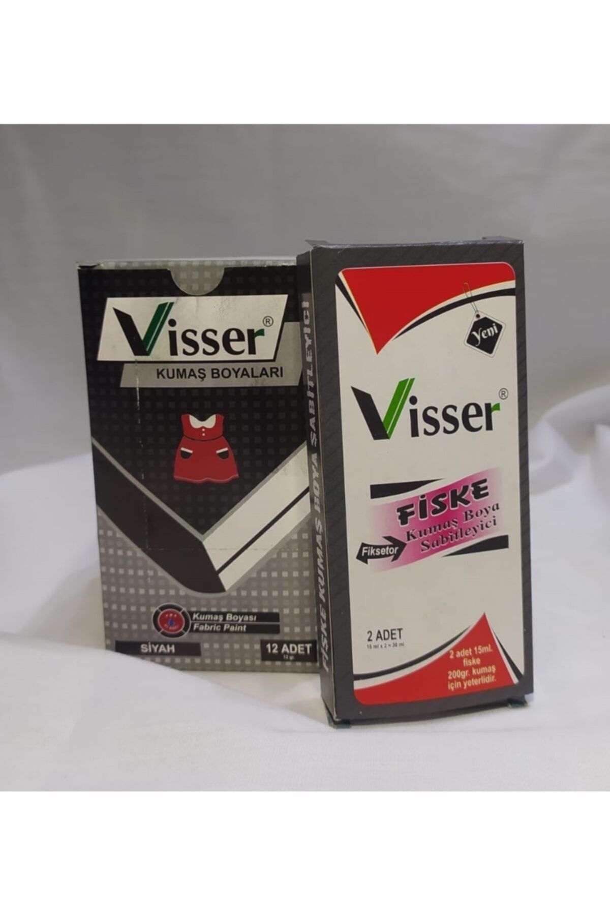 Visser Siyah Toz Kumaş Boyası 12 Gram - Sabitleştirici Fiske 30 ml