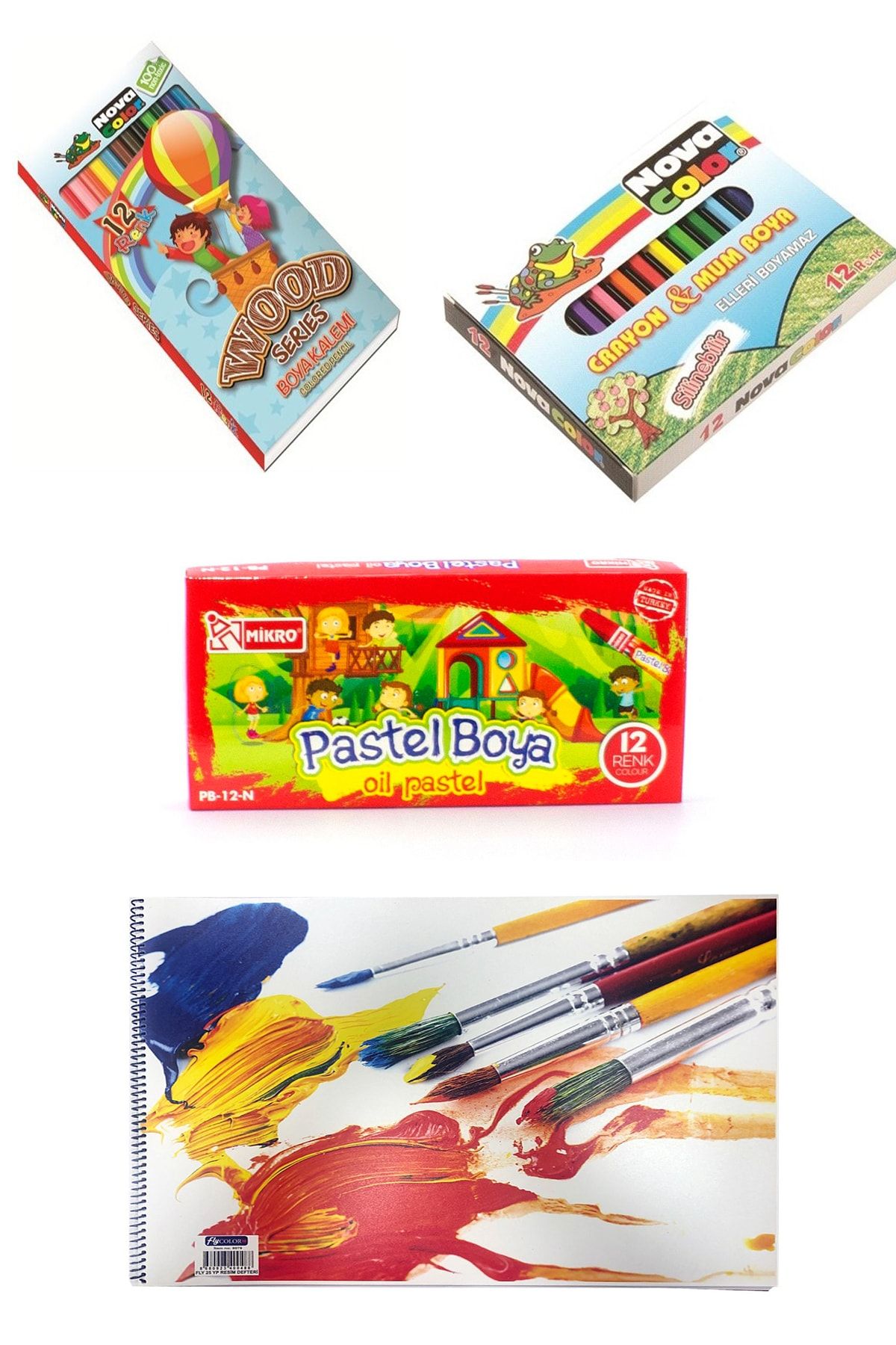 nova color 12 li mum boya kuru boya mikro 12 li pastel boya fly color 25 35 resim defteri fiyati yorumlari trendyol