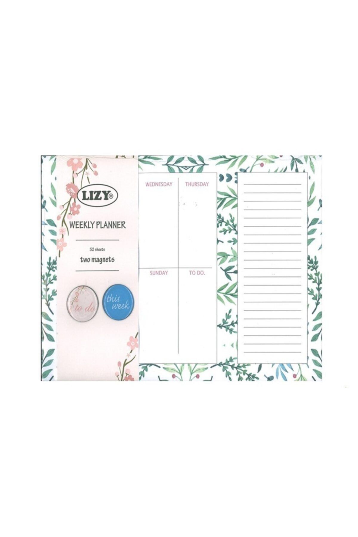 Liz 2 Magnet'li Weekly Planner - 52 Yapraklı Haftalık Planlayıcı - Değişik Desenlerde