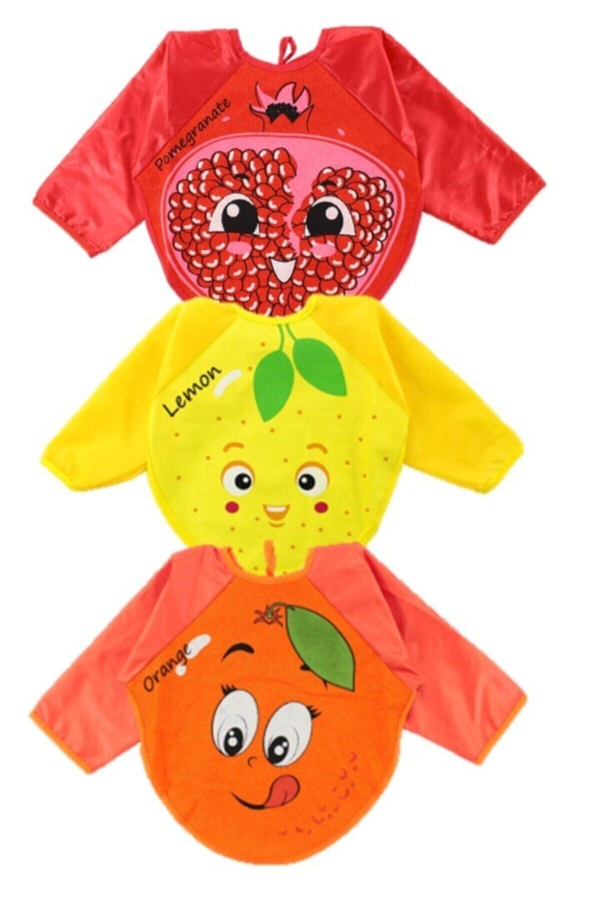 Kids 3 Adet Giyilebilir Meyve Desenli Önlük