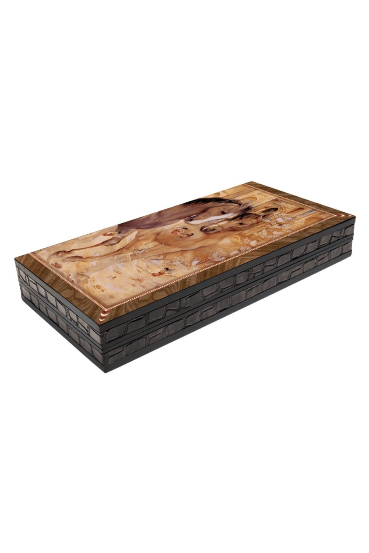 ELİT BİLARDO Artwork Steed Tavla Takımı Büyük Boy 50*25*8 Cm