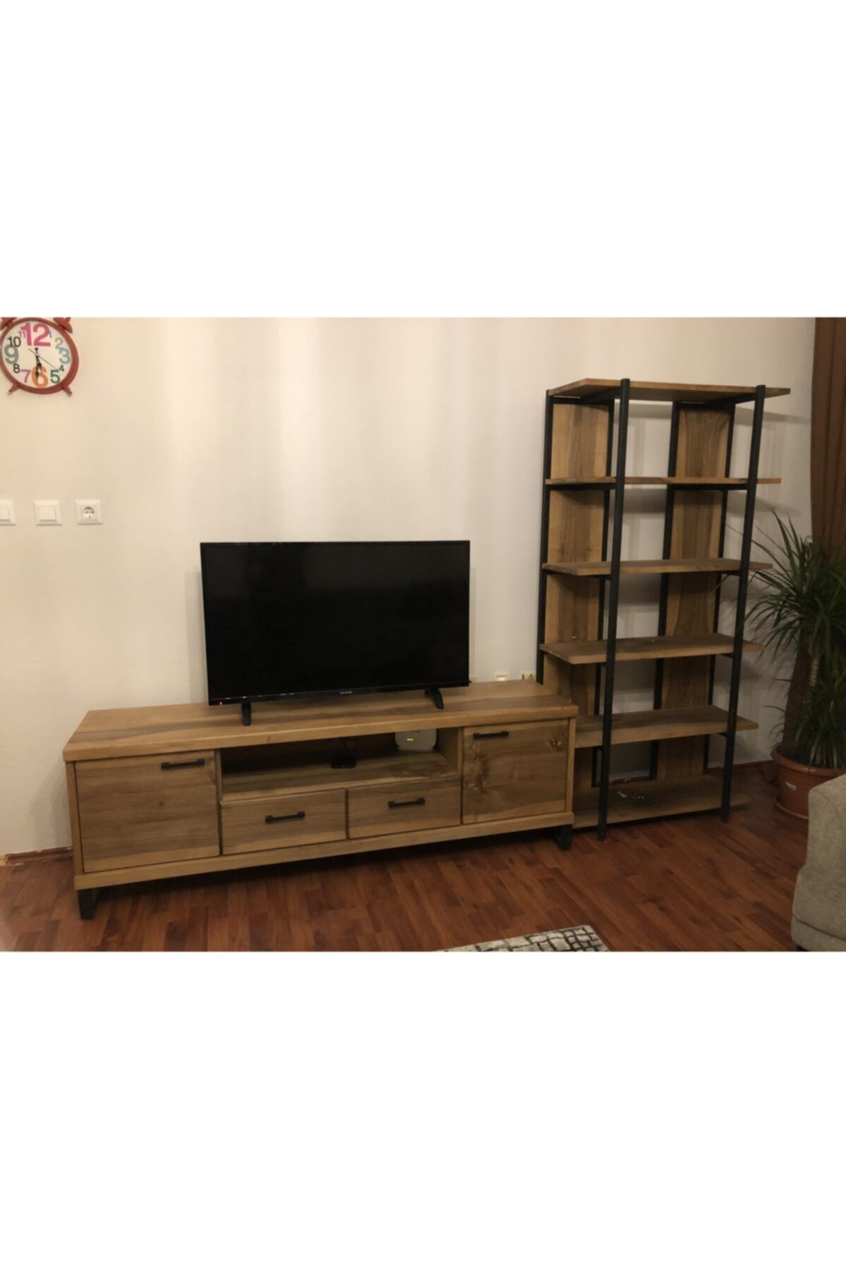 ISIKLARWOOD Kahverengi Ahşap Tv Ünitesi Seti