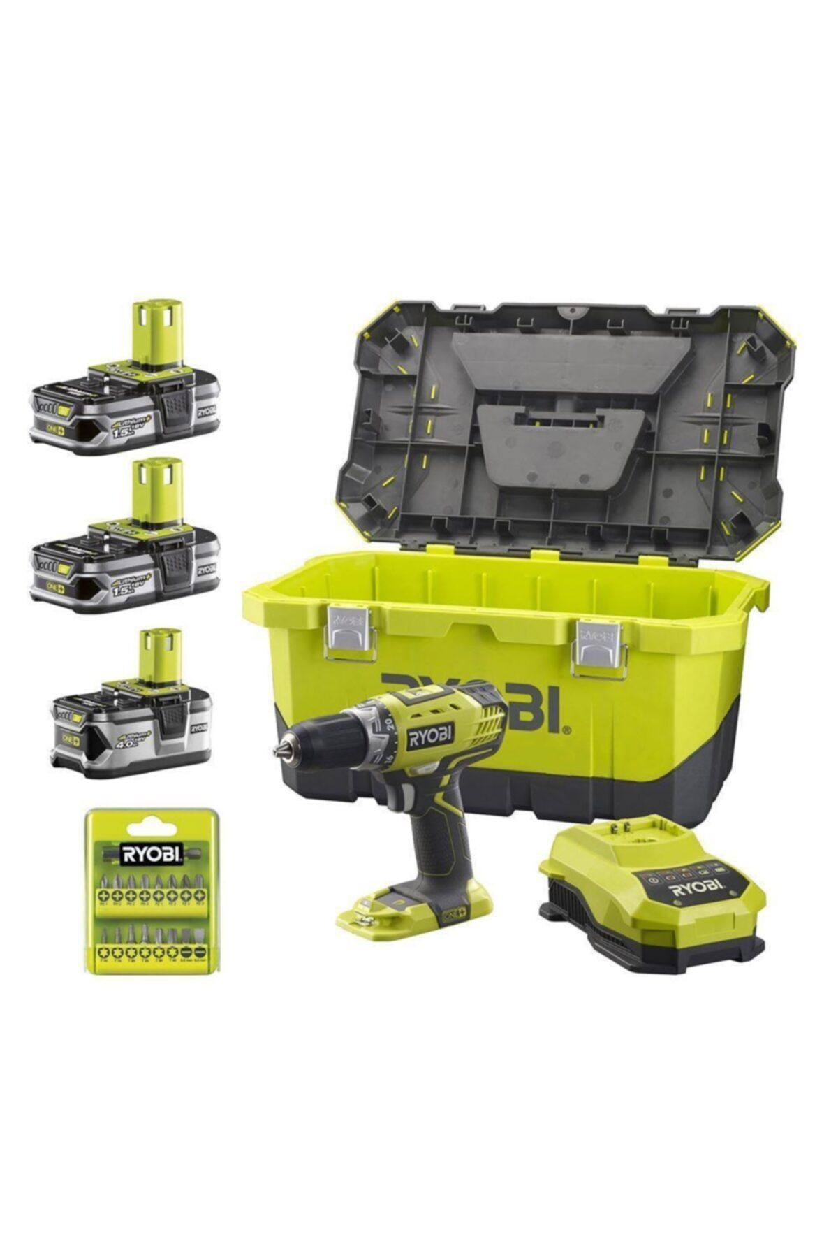 Ryobi Rcd1802lll99t 2 Vitesli Vidalama 18v/1.5ah/4.0ah Li-ion Üç Akülü + 17 Parça Matkap 1